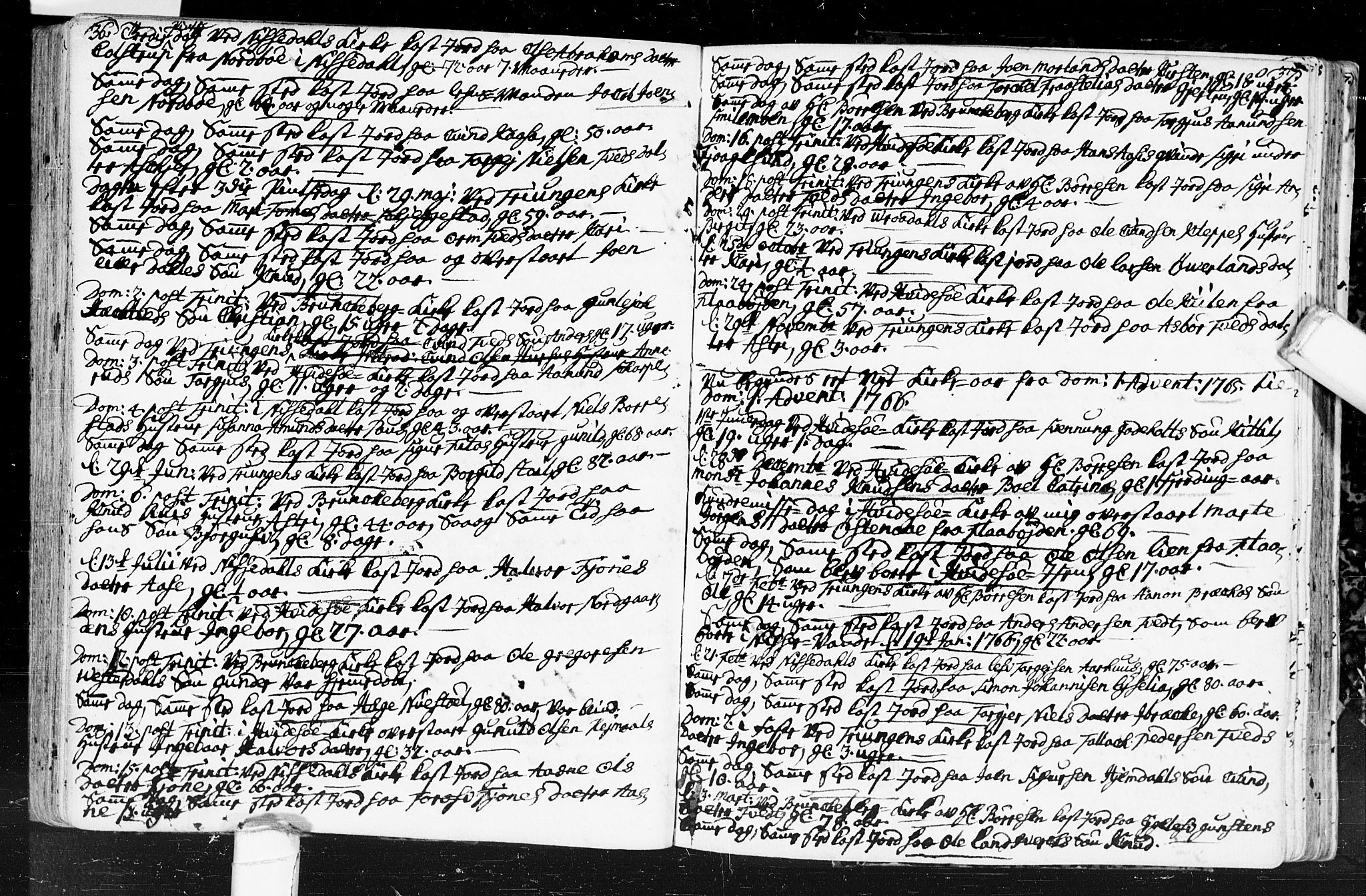 Kviteseid kirkebøker, AV/SAKO-A-276/F/Fa/L0001: Parish register (official) no. I 1, 1754-1773, p. 36-37