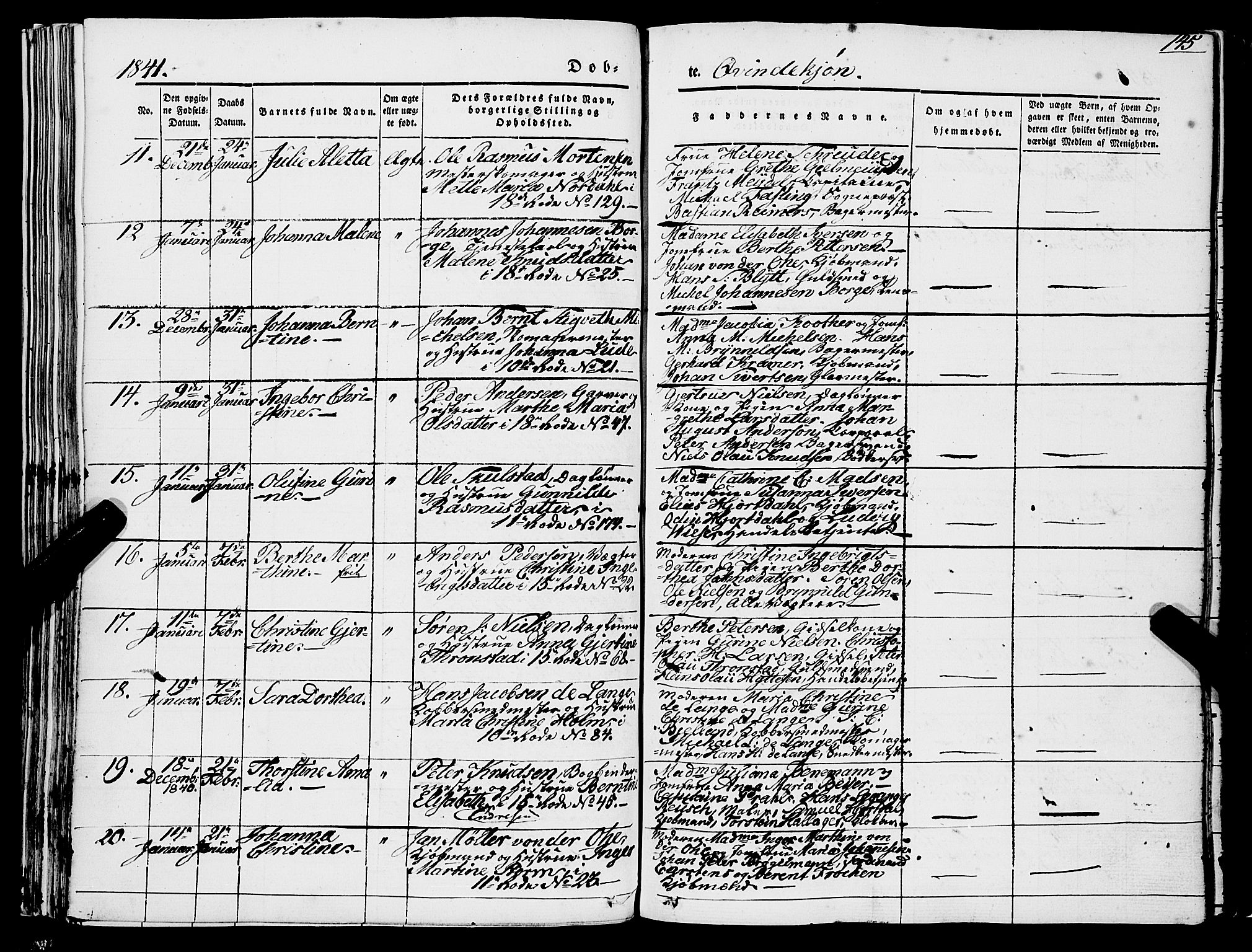 Domkirken sokneprestembete, SAB/A-74801/H/Haa/L0019: Parish register (official) no. B 2, 1841-1851, p. 145