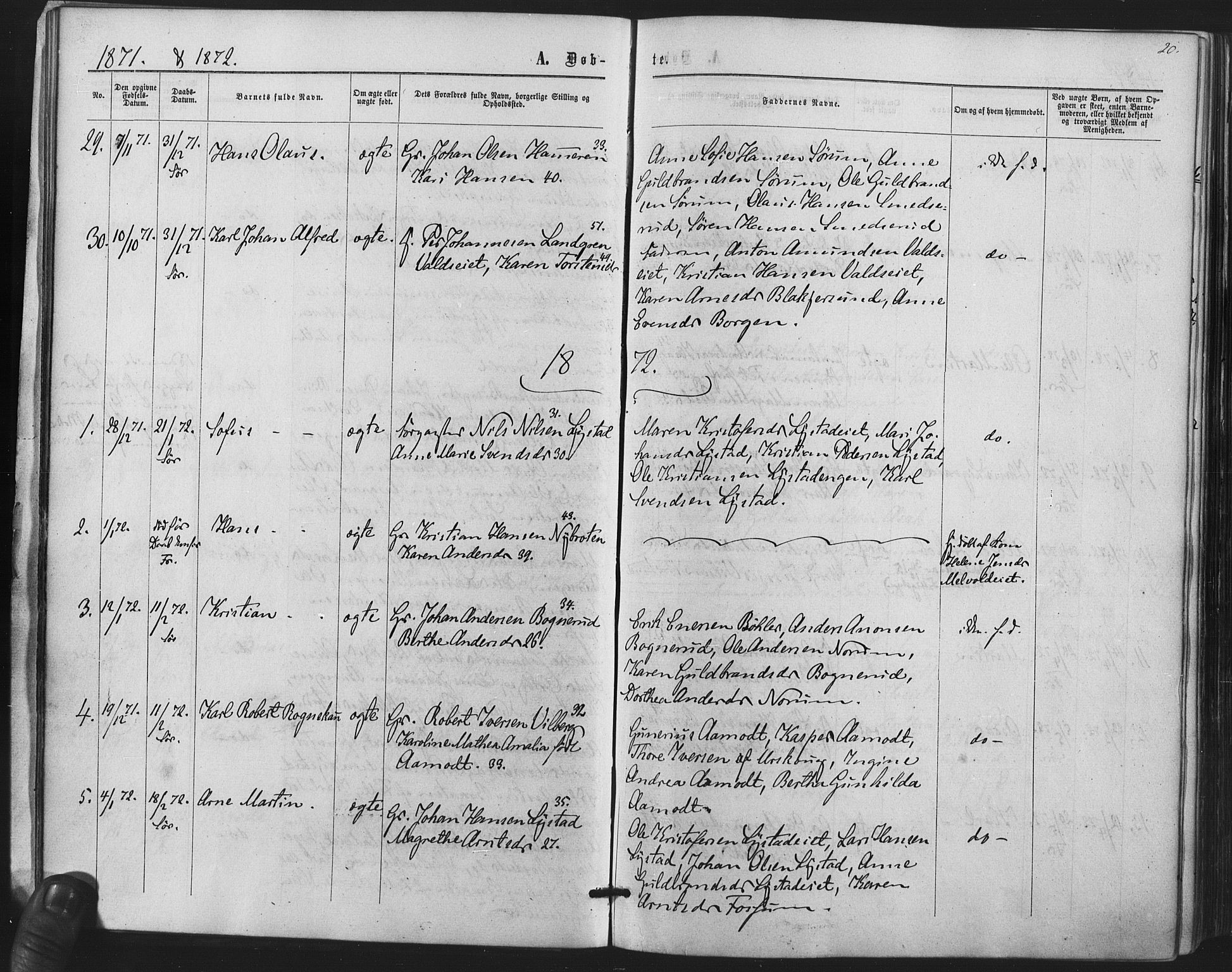 Sørum prestekontor Kirkebøker, SAO/A-10303/F/Fa/L0006: Parish register (official) no. I 6, 1864-1877, p. 20