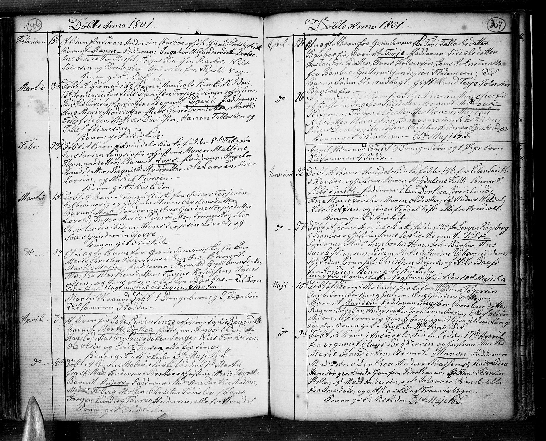 Tromøy sokneprestkontor, AV/SAK-1111-0041/F/Fa/L0002: Parish register (official) no. A 2, 1773-1808, p. 306-307