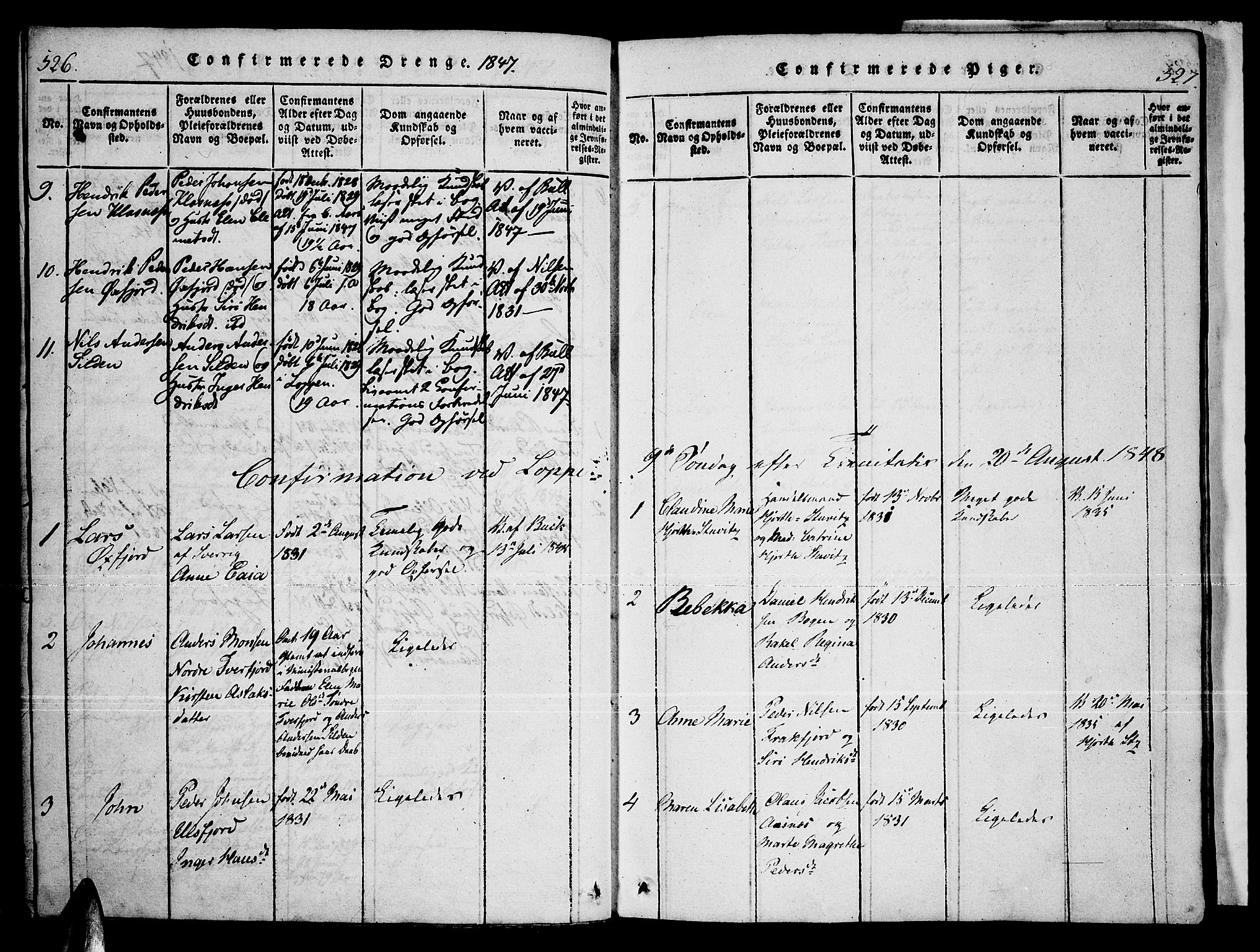 Loppa sokneprestkontor, SATØ/S-1339/H/Ha/L0003kirke: Parish register (official) no. 3, 1820-1848, p. 526-527
