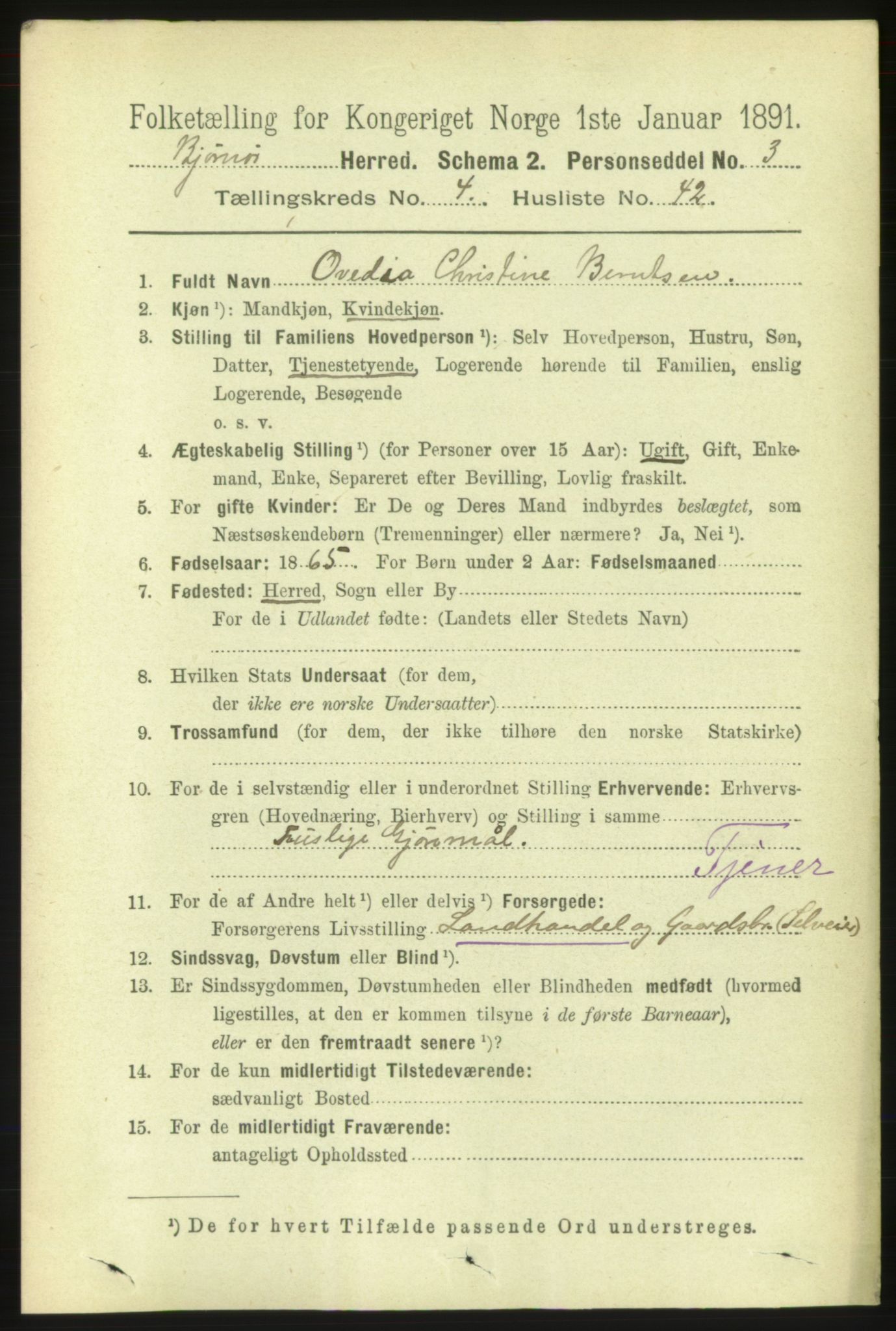 RA, 1891 census for 1632 Bjørnør, 1891, p. 2114