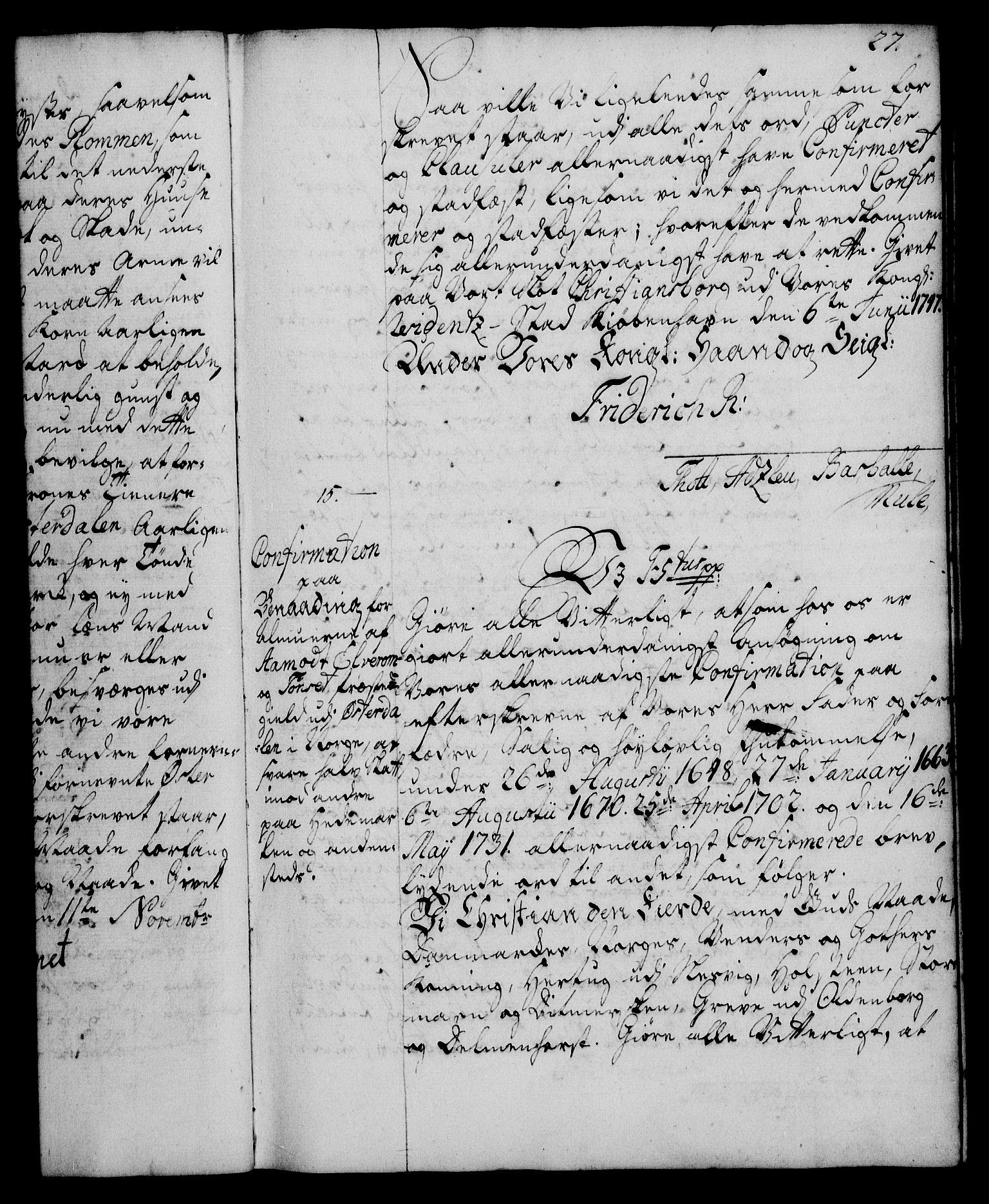 Rentekammeret, Kammerkanselliet, RA/EA-3111/G/Gg/Ggc/Ggca/L0001: Norsk konfirmasjonsekspedisjonsprotokoll med register (merket RK 53.23), 1746-1750, p. 27