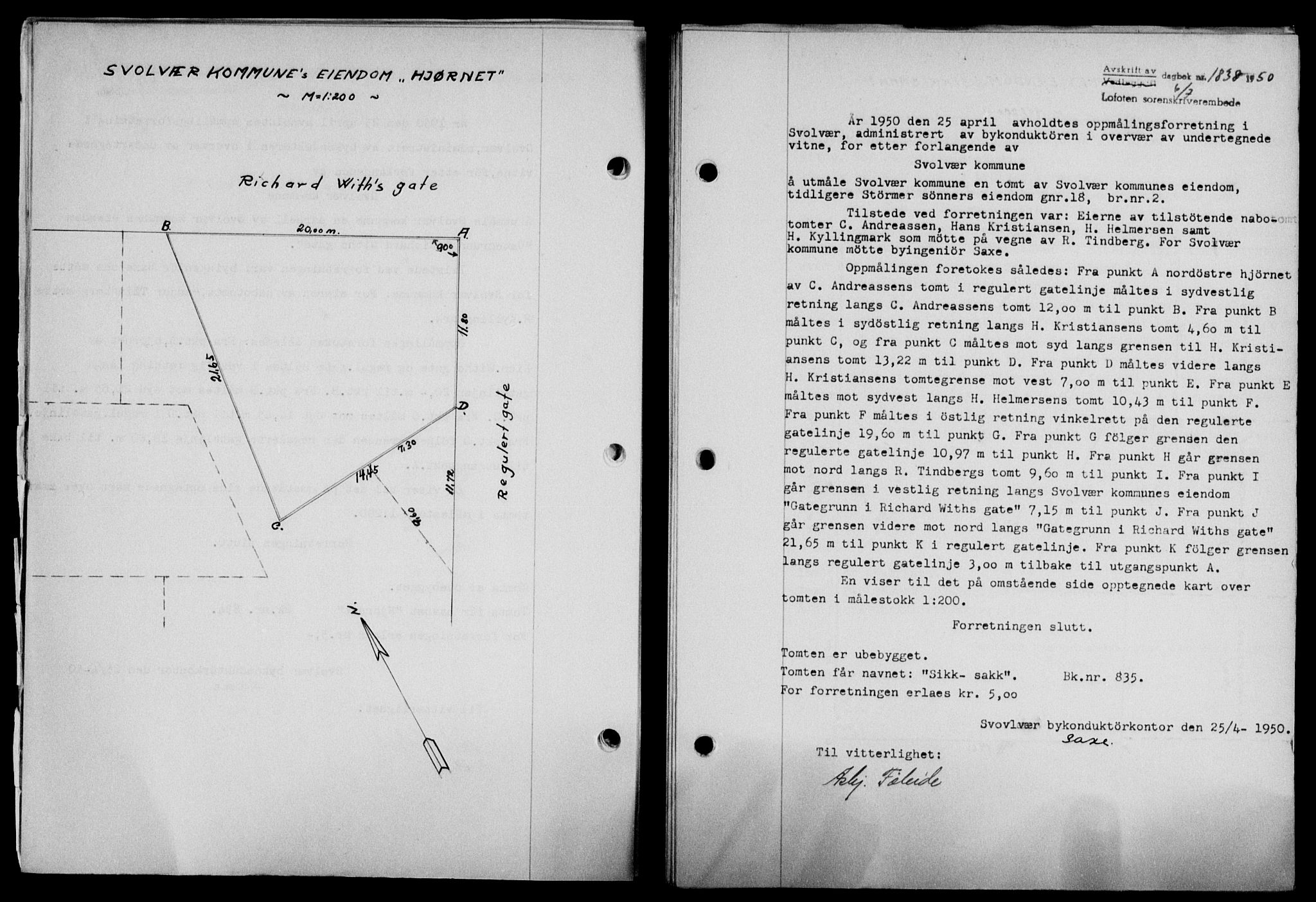 Lofoten sorenskriveri, SAT/A-0017/1/2/2C/L0024a: Mortgage book no. 24a, 1950-1950, Diary no: : 1838/1950
