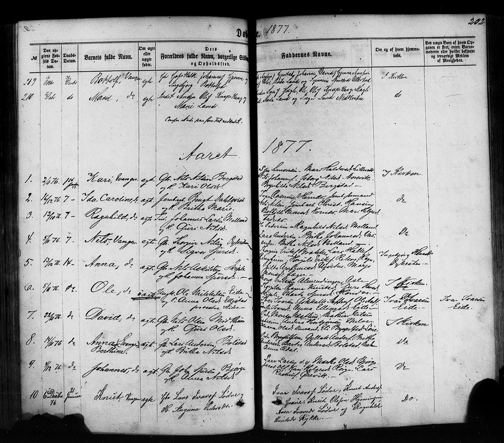 Voss sokneprestembete, AV/SAB-A-79001/H/Haa: Parish register (official) no. A 17, 1863-1886, p. 202