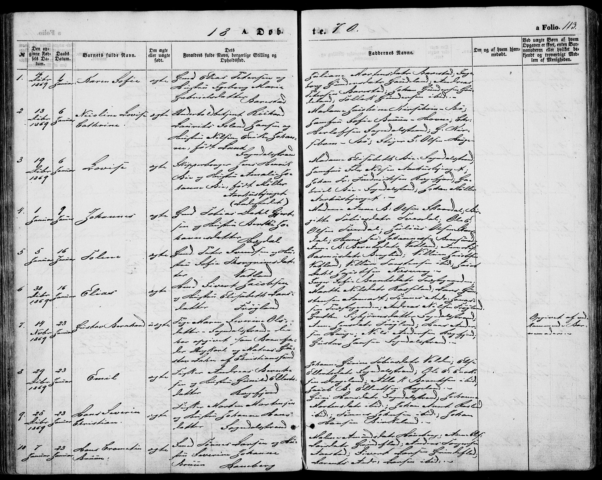Sokndal sokneprestkontor, SAST/A-101808: Parish register (official) no. A 9, 1857-1874, p. 113