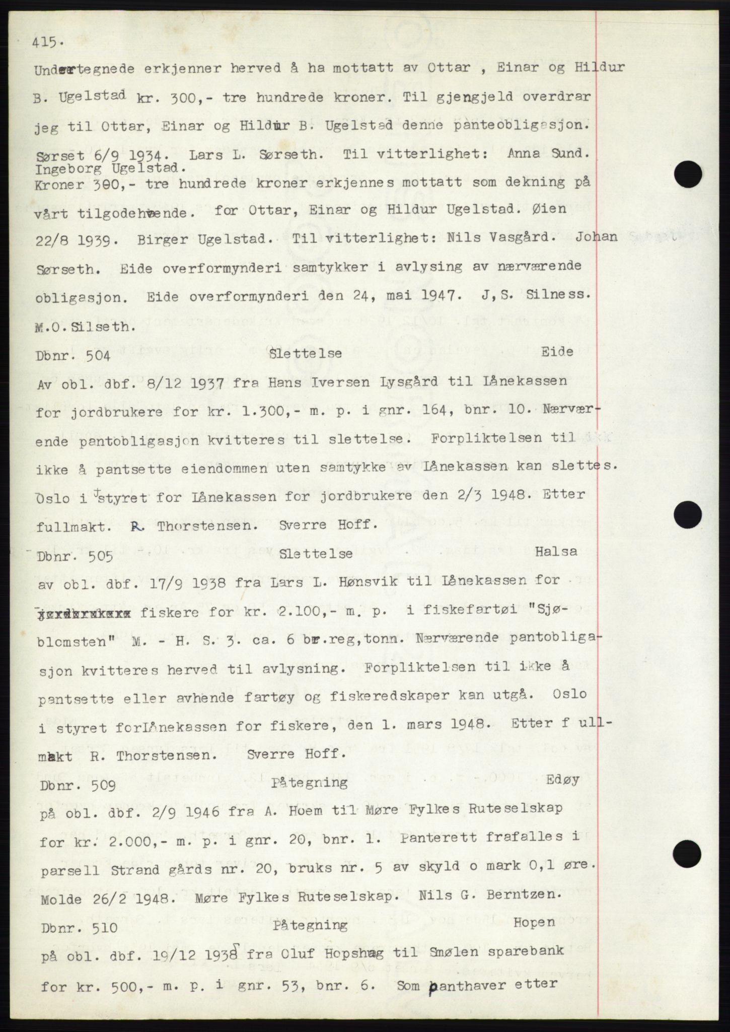 Nordmøre sorenskriveri, AV/SAT-A-4132/1/2/2Ca: Mortgage book no. C82b, 1946-1951, Diary no: : 504/1948