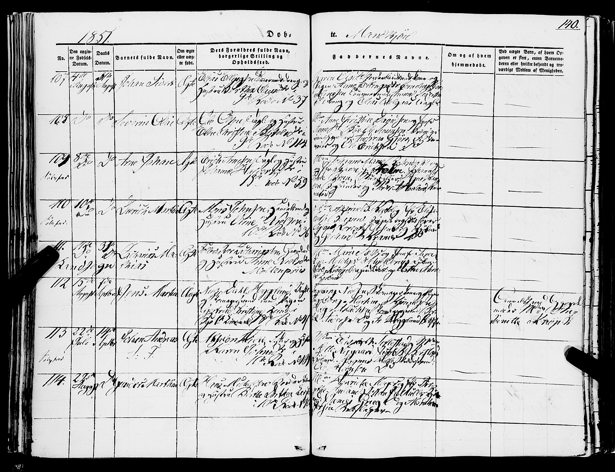 Domkirken sokneprestembete, SAB/A-74801/H/Haa/L0019: Parish register (official) no. B 2, 1841-1851, p. 140