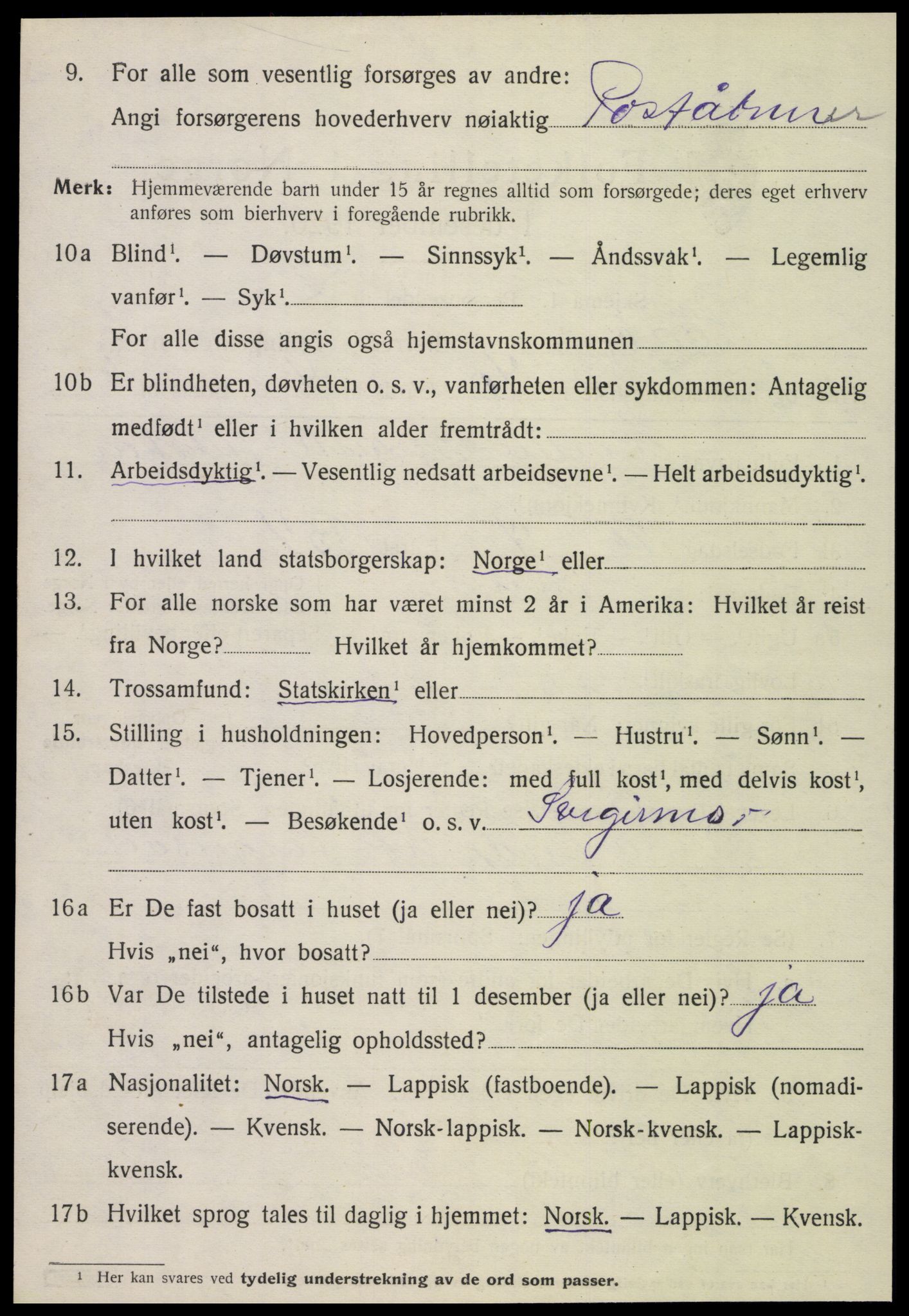 SAT, 1920 census for Rødøy, 1920, p. 2119