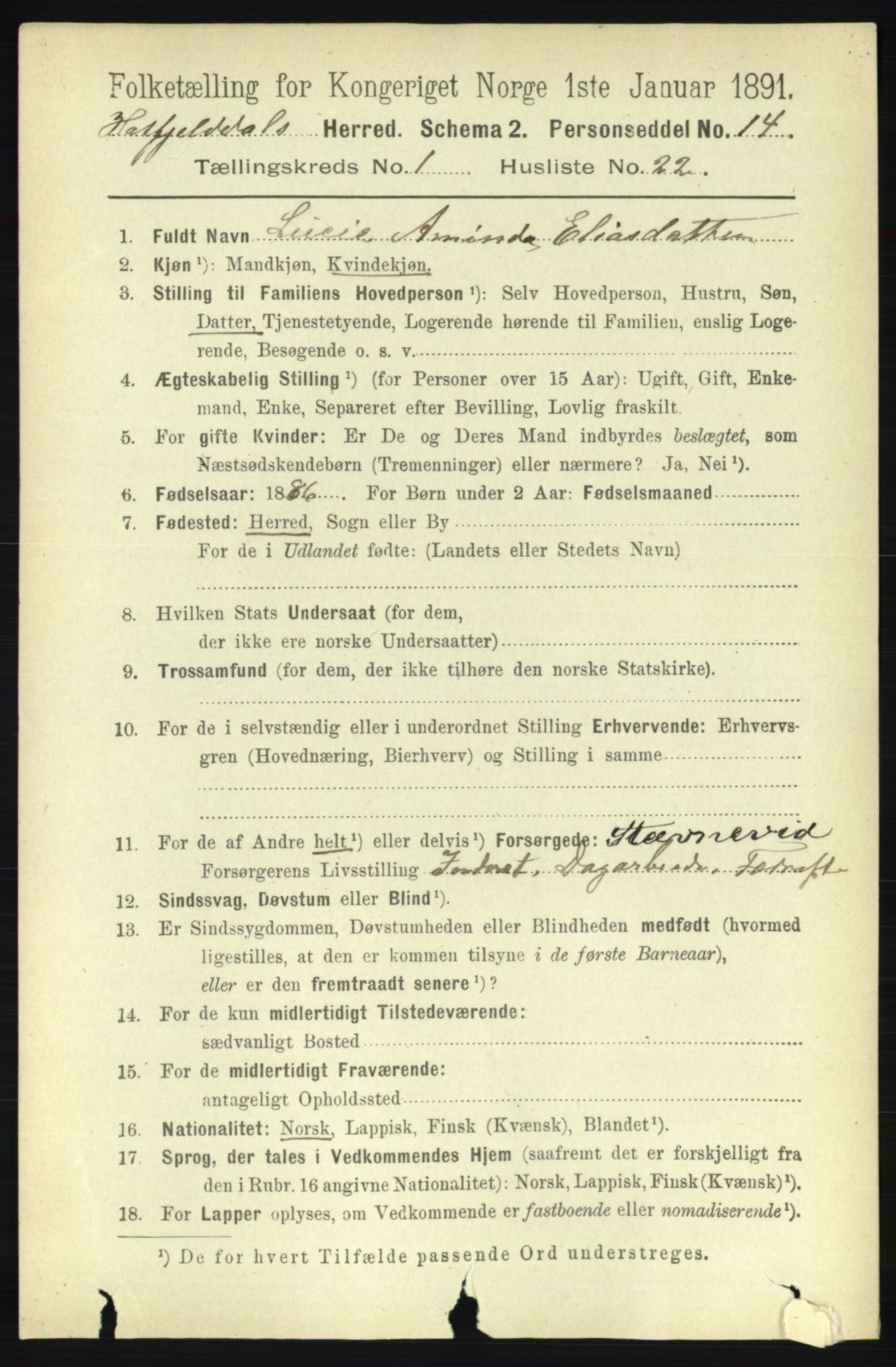 RA, 1891 census for 1826 Hattfjelldal, 1891, p. 247