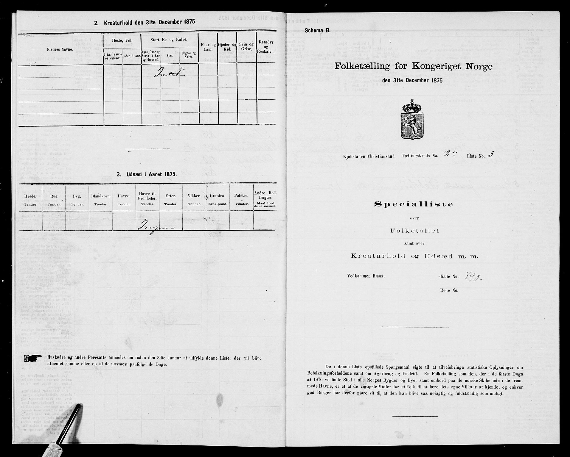 SAK, 1875 census for 1001P Kristiansand, 1875, p. 1932