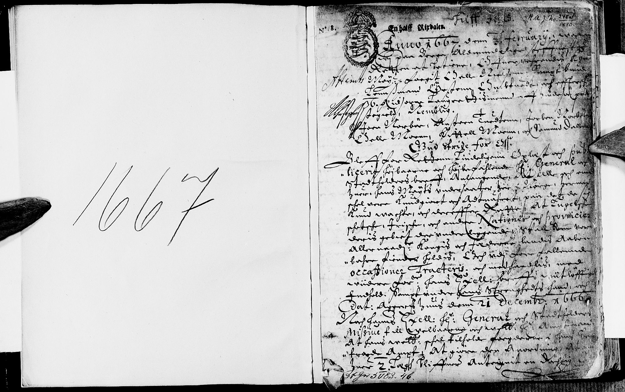 Vest-Telemark sorenskriveri, AV/SAKO-A-134/F/Fa/L0003: Tingbok, 1667, p. 1