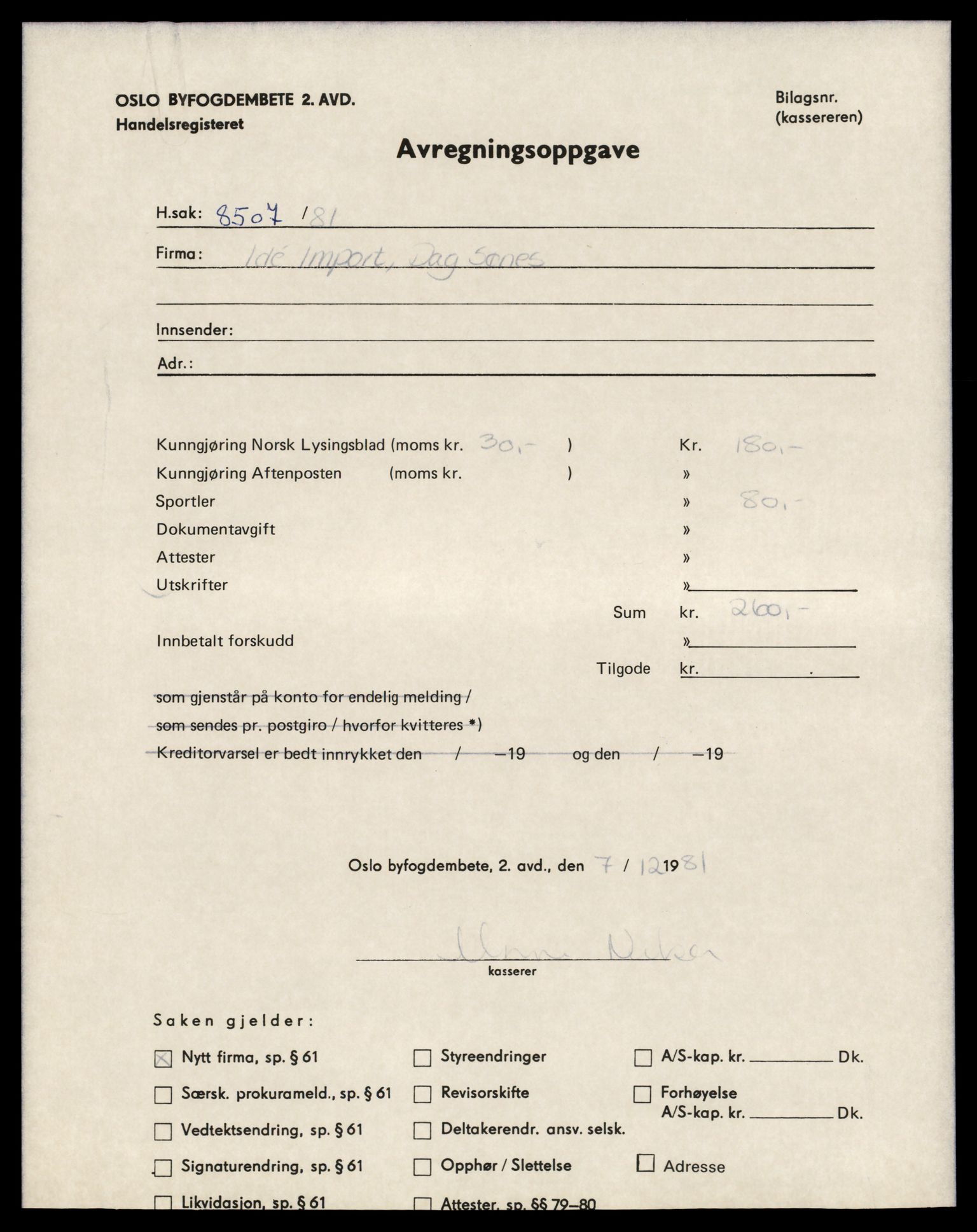 Oslo byfogd, Handelsregisteret, SAT/A-10867/G/Gc/Gca/L0347: Ikke konverterte foretak, Ide-Iec, 1890-1990, p. 1