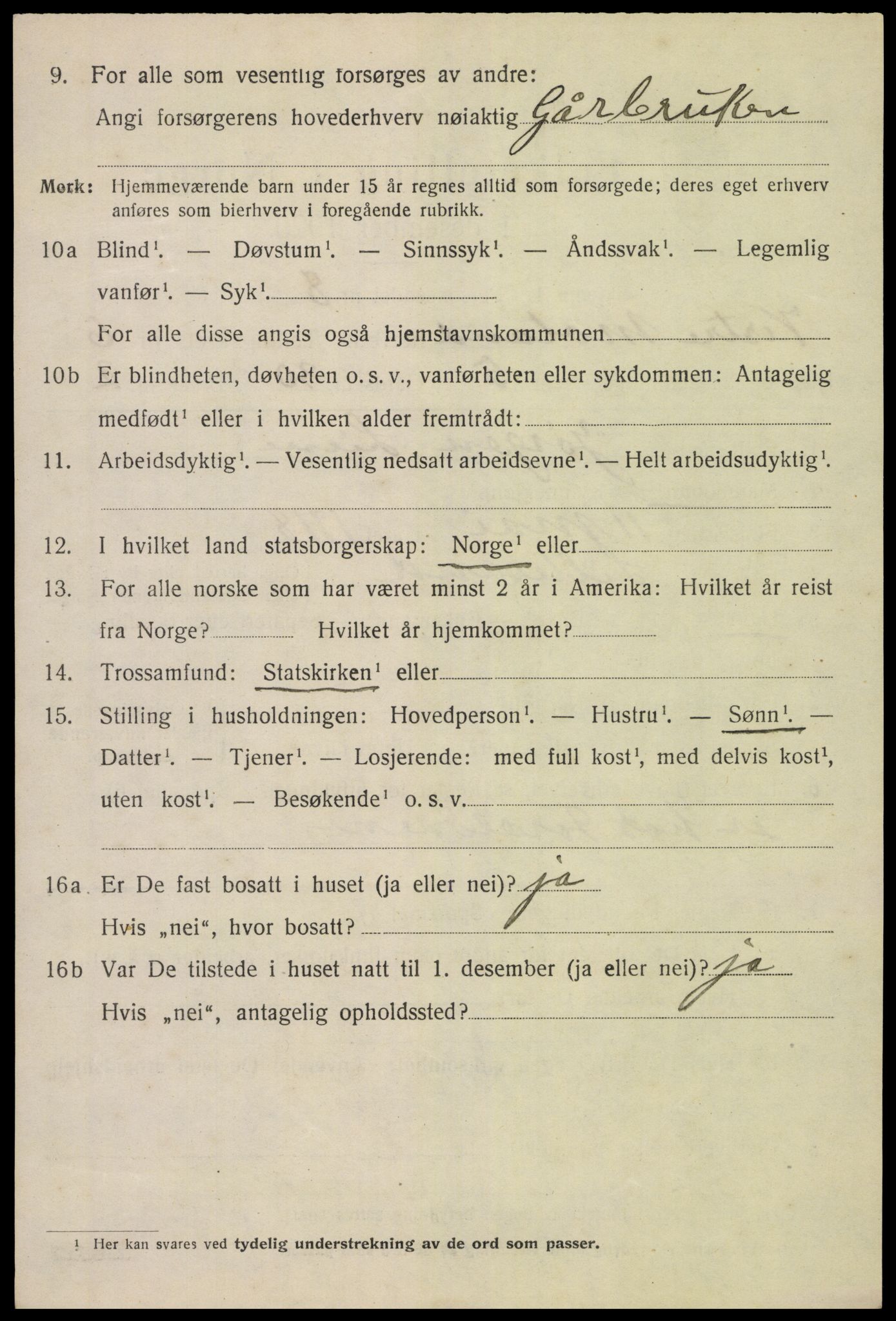 SAK, 1920 census for Vestre Moland, 1920, p. 4644