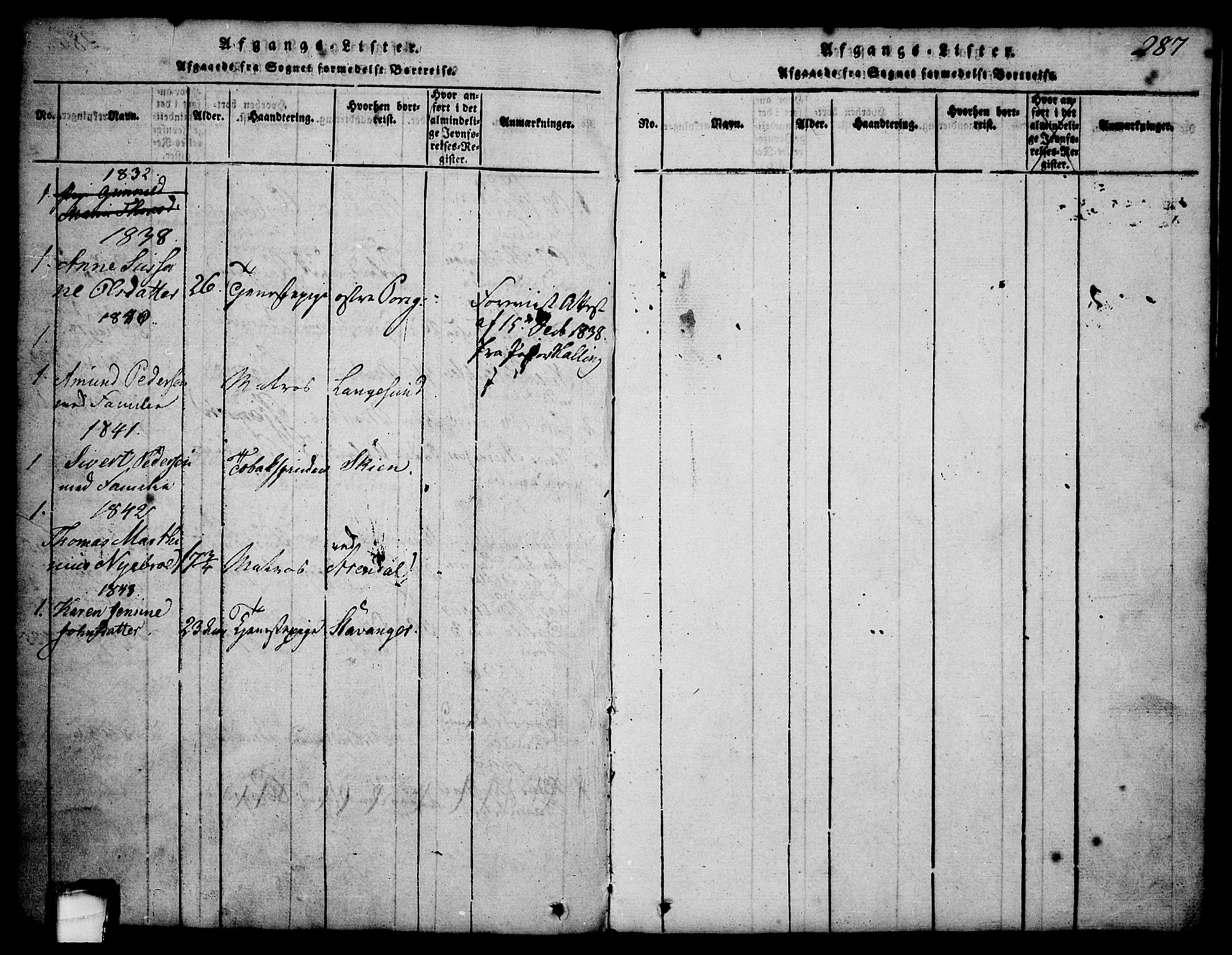 Brevik kirkebøker, SAKO/A-255/G/Ga/L0001: Parish register (copy) no. 1, 1814-1845, p. 287