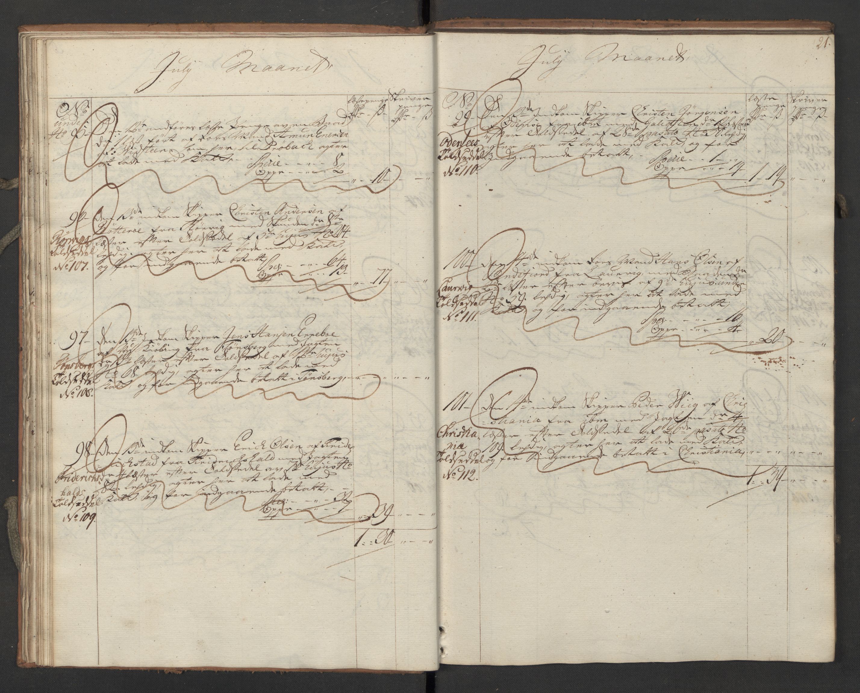 Generaltollkammeret, tollregnskaper, AV/RA-EA-5490/R06/L0062/0002: Tollregnskaper Kristiania / Inngående hovedtollbok Slependen, 1762, p. 20b-21a