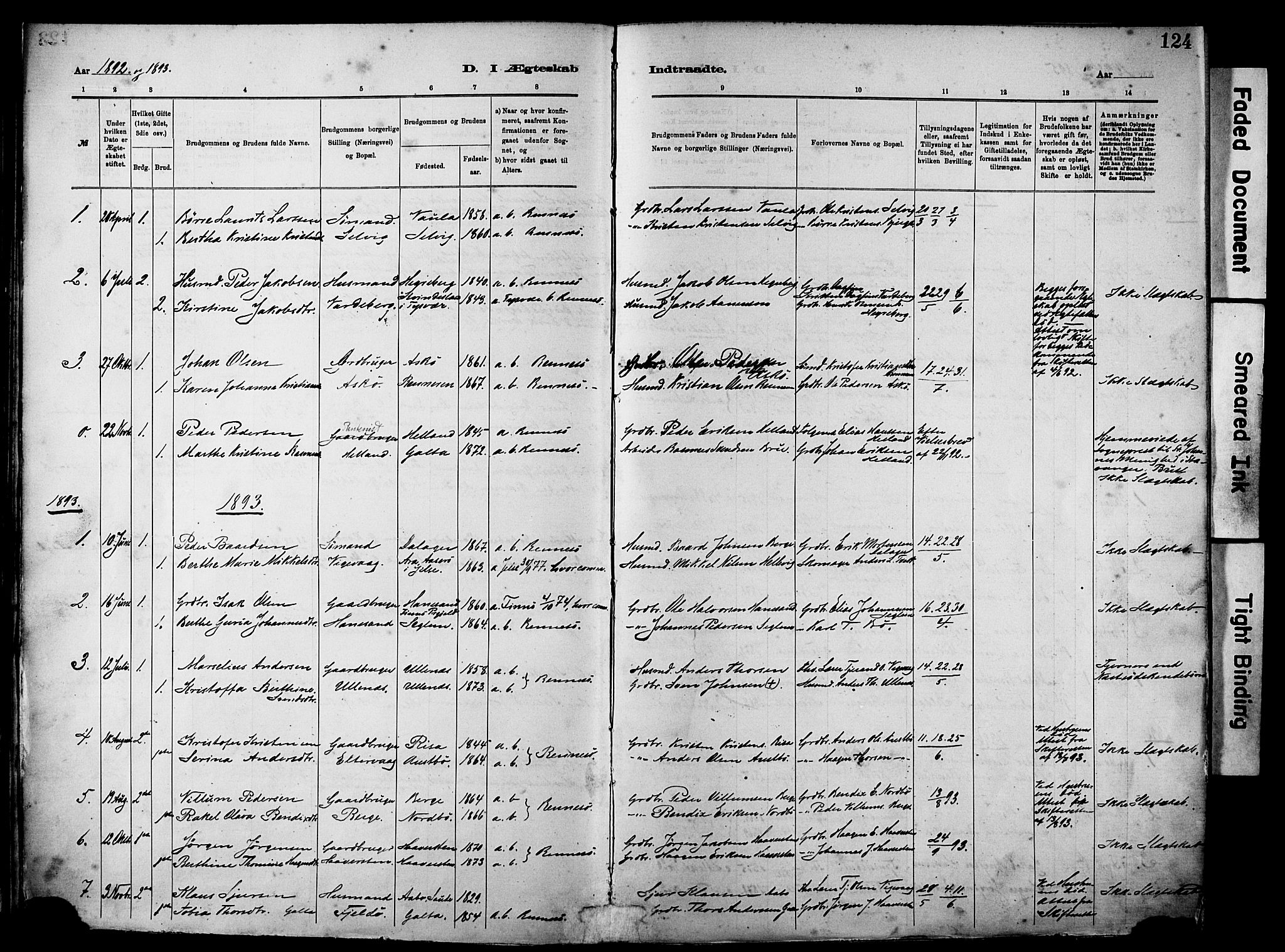 Rennesøy sokneprestkontor, AV/SAST-A -101827/H/Ha/Haa/L0012: Parish register (official) no. A 13, 1885-1917, p. 124