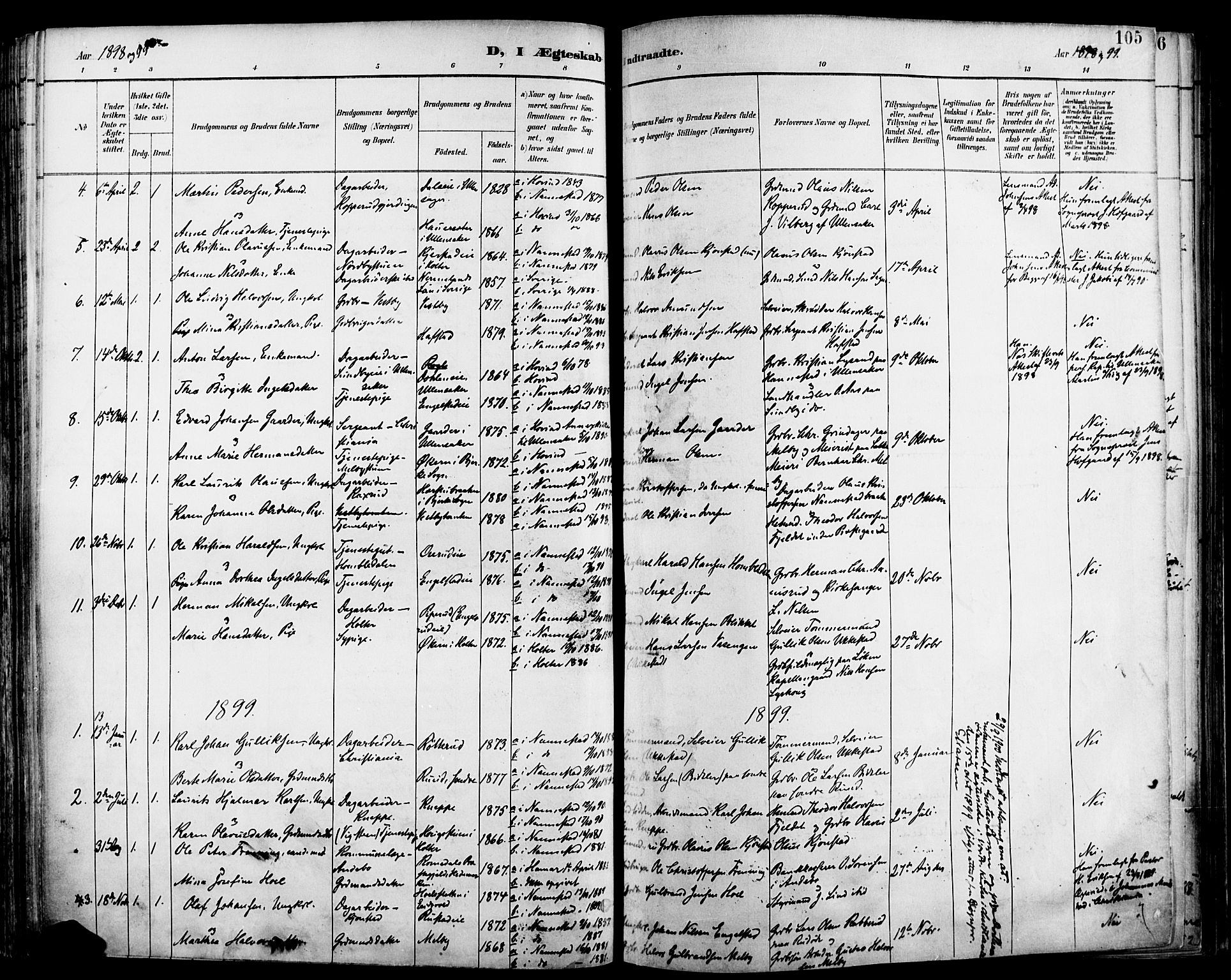 Nannestad prestekontor Kirkebøker, SAO/A-10414a/F/Fa/L0015: Parish register (official) no. I 15, 1891-1905, p. 105