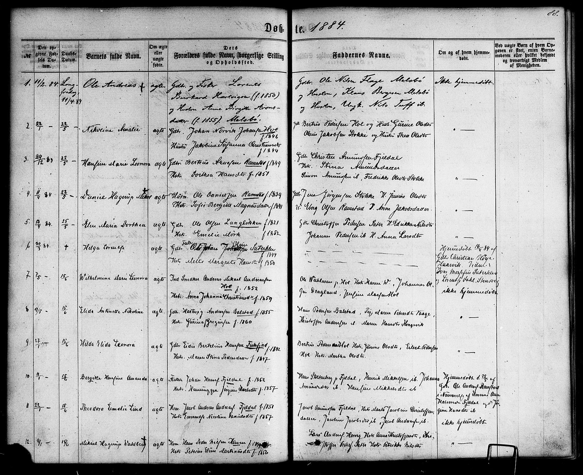 Ministerialprotokoller, klokkerbøker og fødselsregistre - Nordland, AV/SAT-A-1459/865/L0923: Parish register (official) no. 865A01, 1864-1884, p. 88