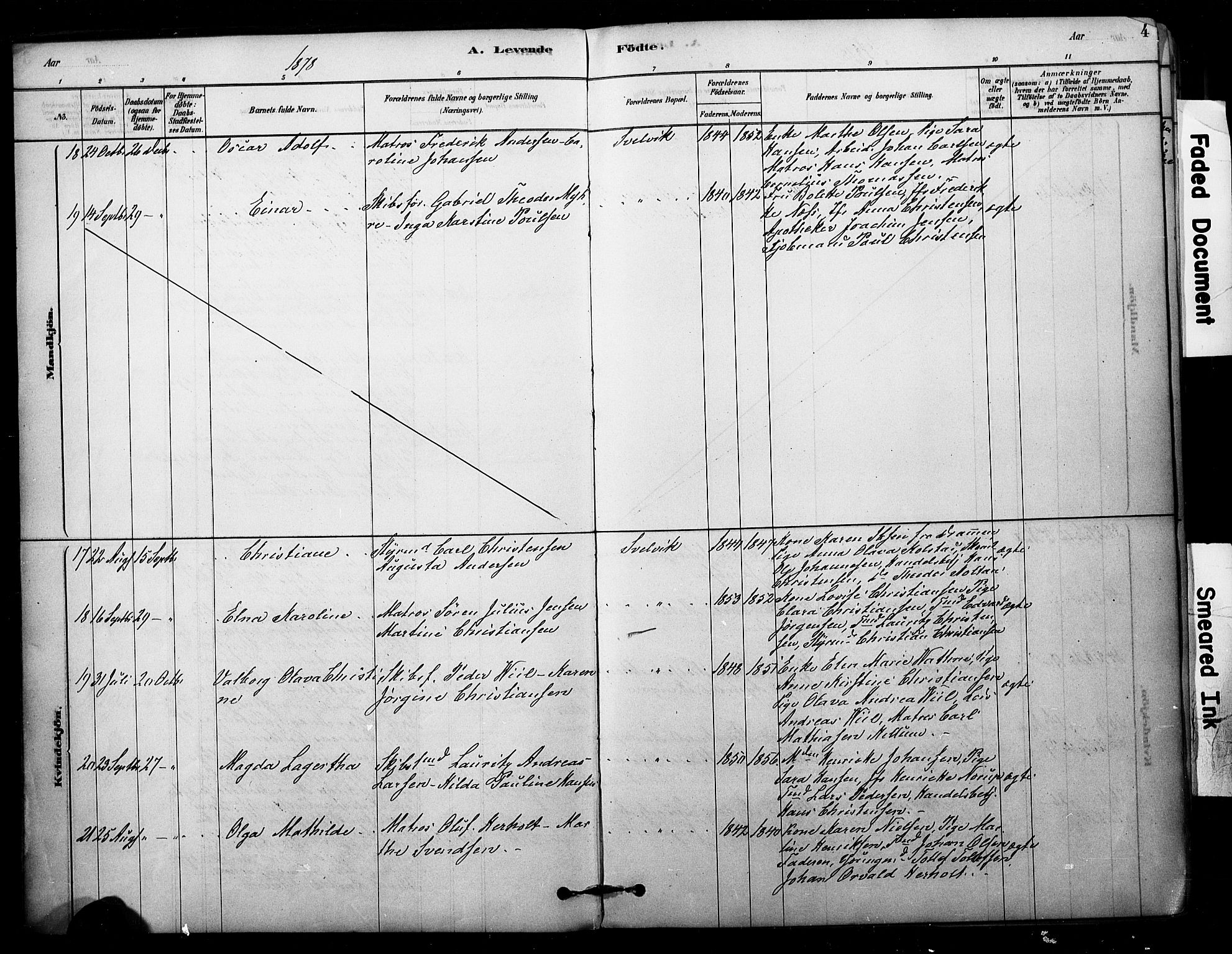 Strømm kirkebøker, SAKO/A-322/F/Fb/L0001: Parish register (official) no. II 1, 1878-1899, p. 4