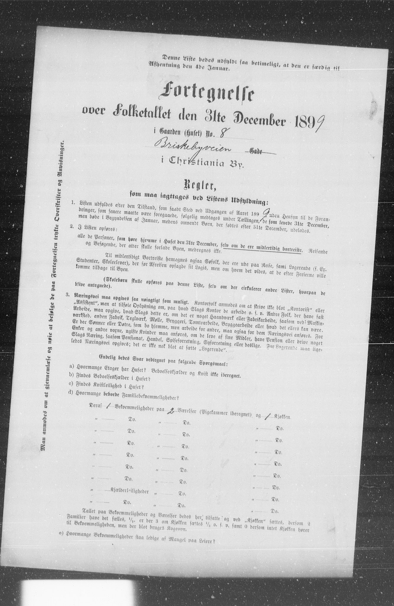 OBA, Municipal Census 1899 for Kristiania, 1899, p. 1216