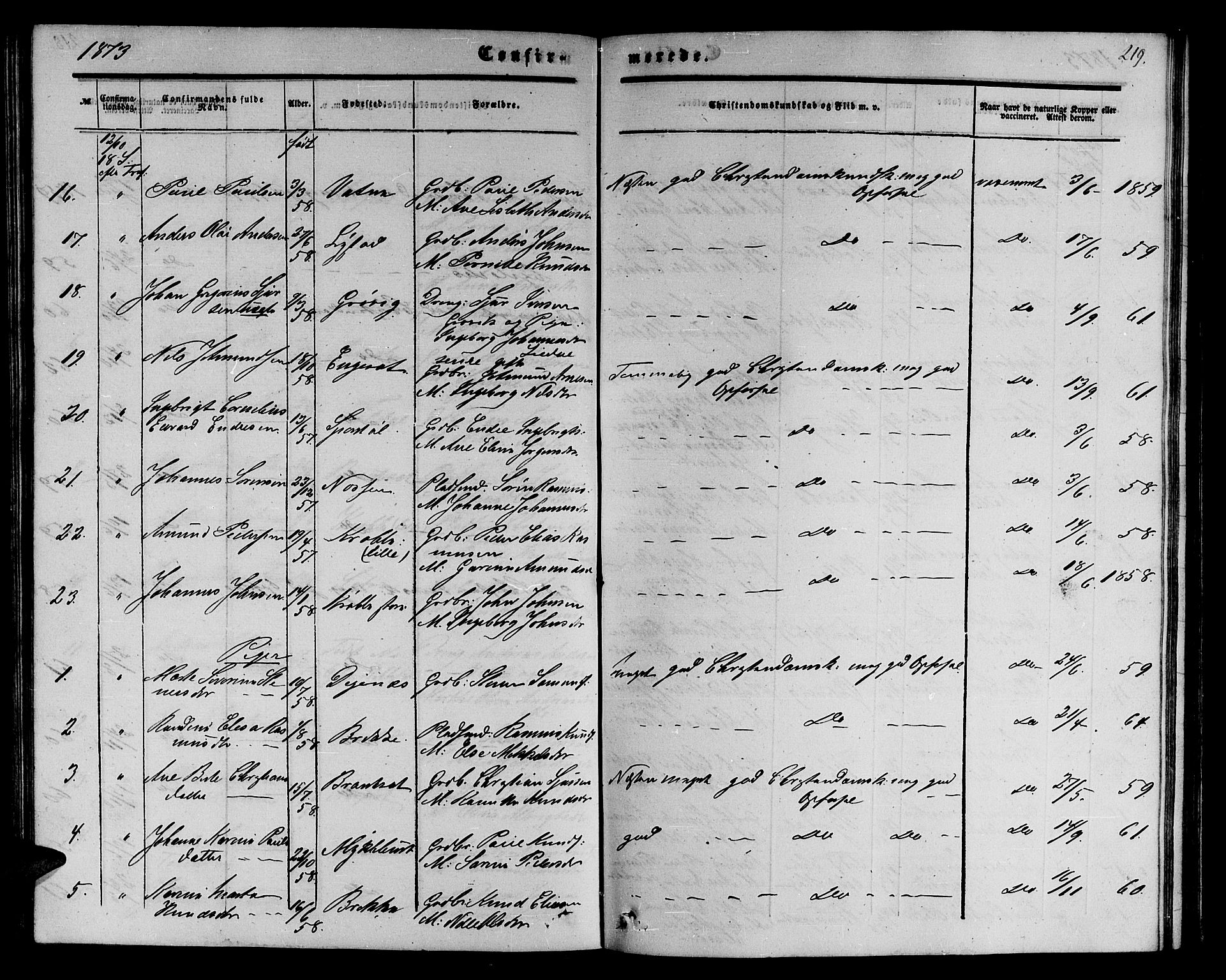 Ministerialprotokoller, klokkerbøker og fødselsregistre - Møre og Romsdal, AV/SAT-A-1454/513/L0188: Parish register (copy) no. 513C02, 1865-1882, p. 219