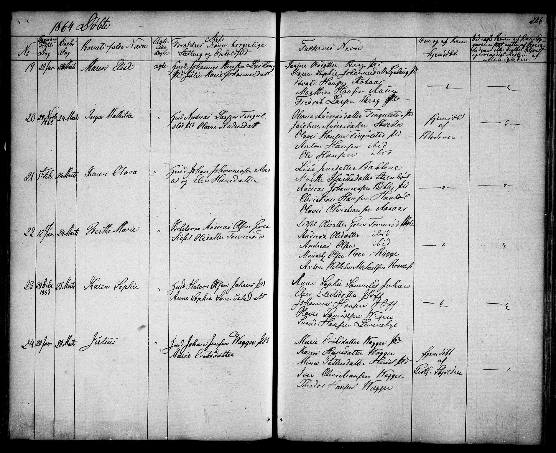 Hobøl prestekontor Kirkebøker, AV/SAO-A-2002/F/Fa/L0003: Parish register (official) no. I 3, 1842-1864, p. 206