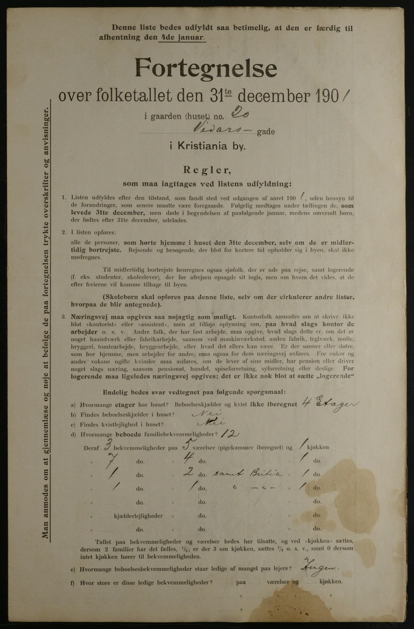 OBA, Municipal Census 1901 for Kristiania, 1901, p. 18977