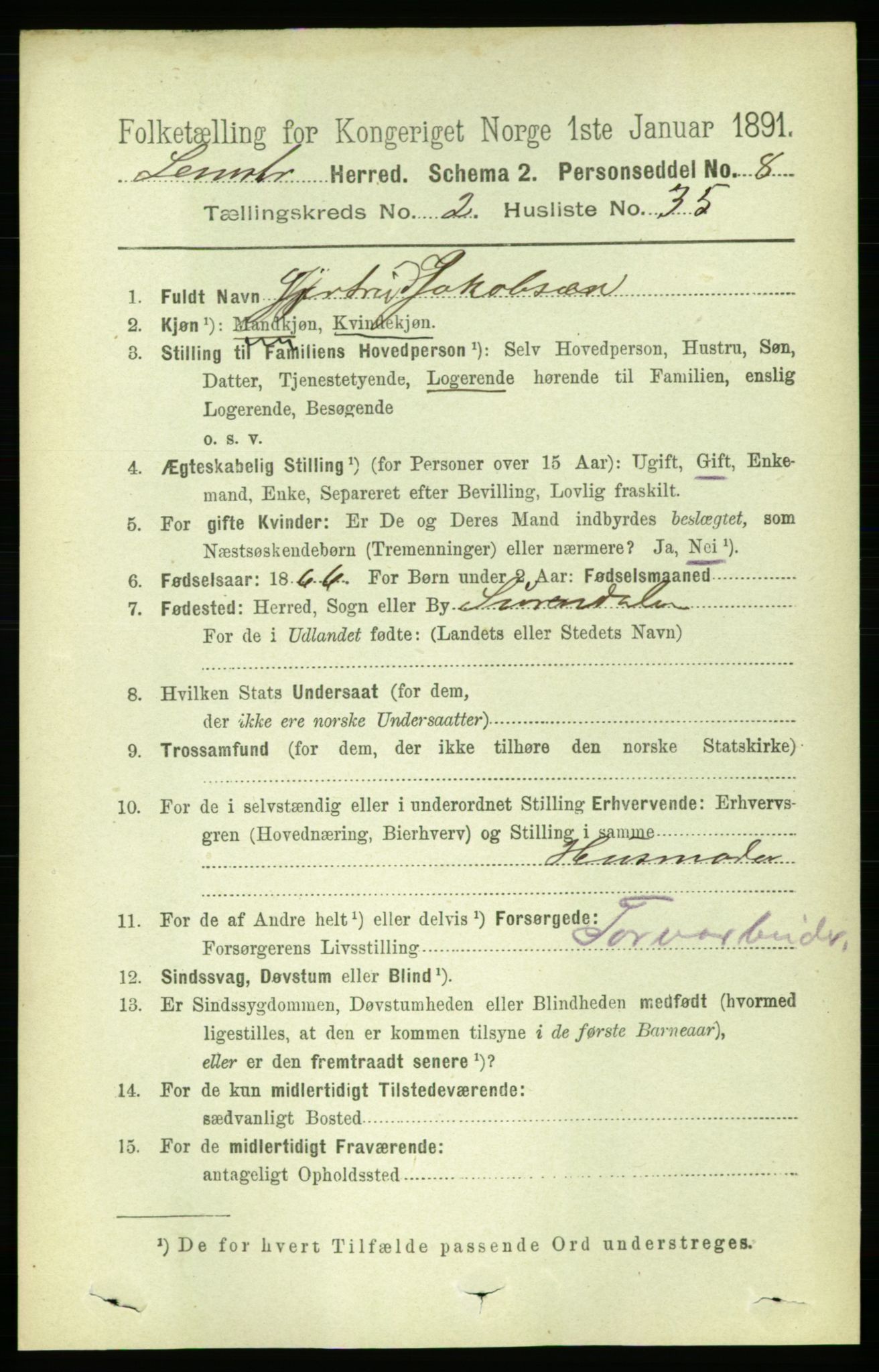 RA, 1891 census for 1654 Leinstrand, 1891, p. 720