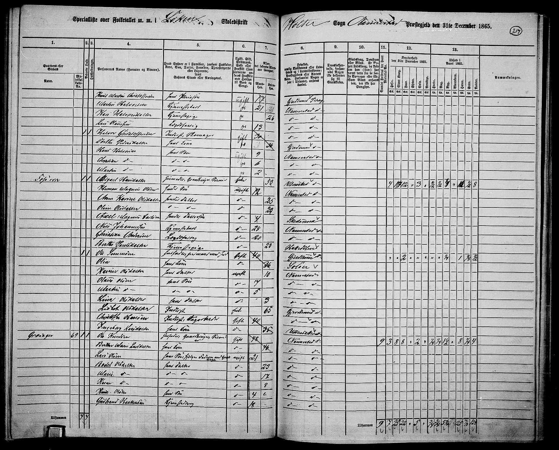 RA, 1865 census for Nannestad, 1865, p. 99