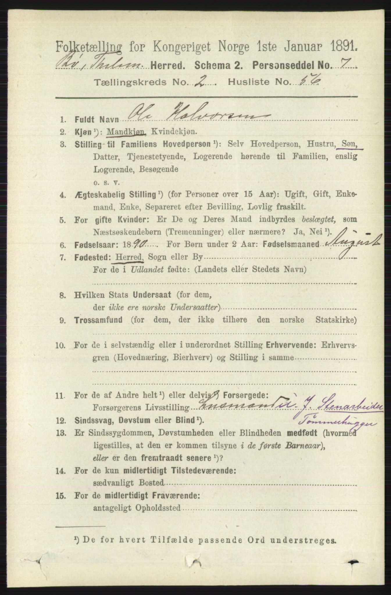 RA, 1891 census for 0821 Bø, 1891, p. 973