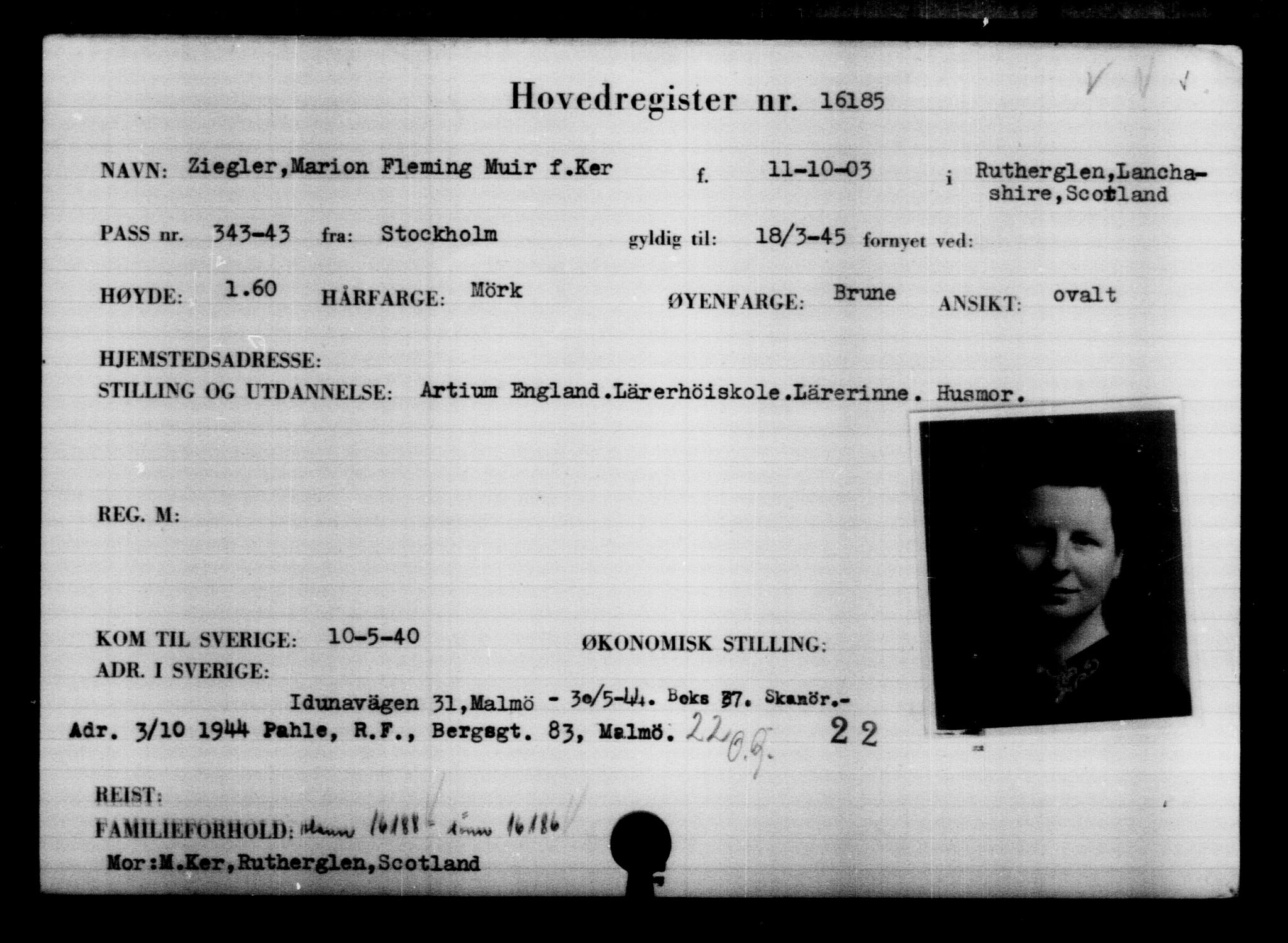 Utenriksstasjonene, Legasjonen i Stockholm, Flyktningkontoret, AV/RA-S-6753/V/Va/L0008: Kjesäterkartoteket, flyktninger med registreringsnr. 15700-18547, 1940-1945, p. 526