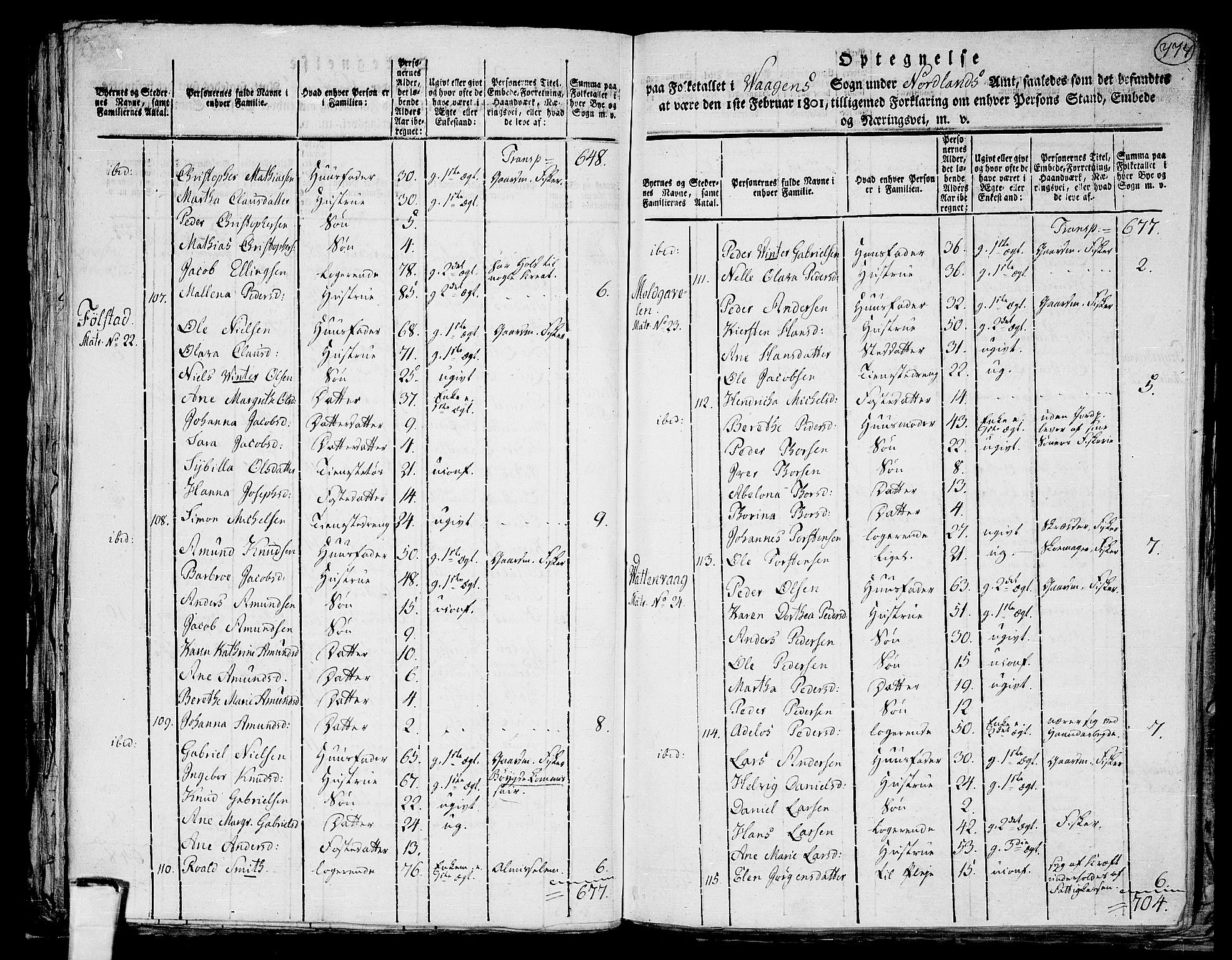 RA, 1801 census for 1865P Vågan, 1801, p. 773b-774a