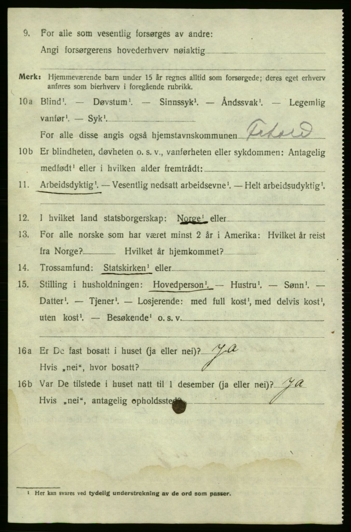 SAO, 1920 census for Fredrikshald, 1920, p. 18848