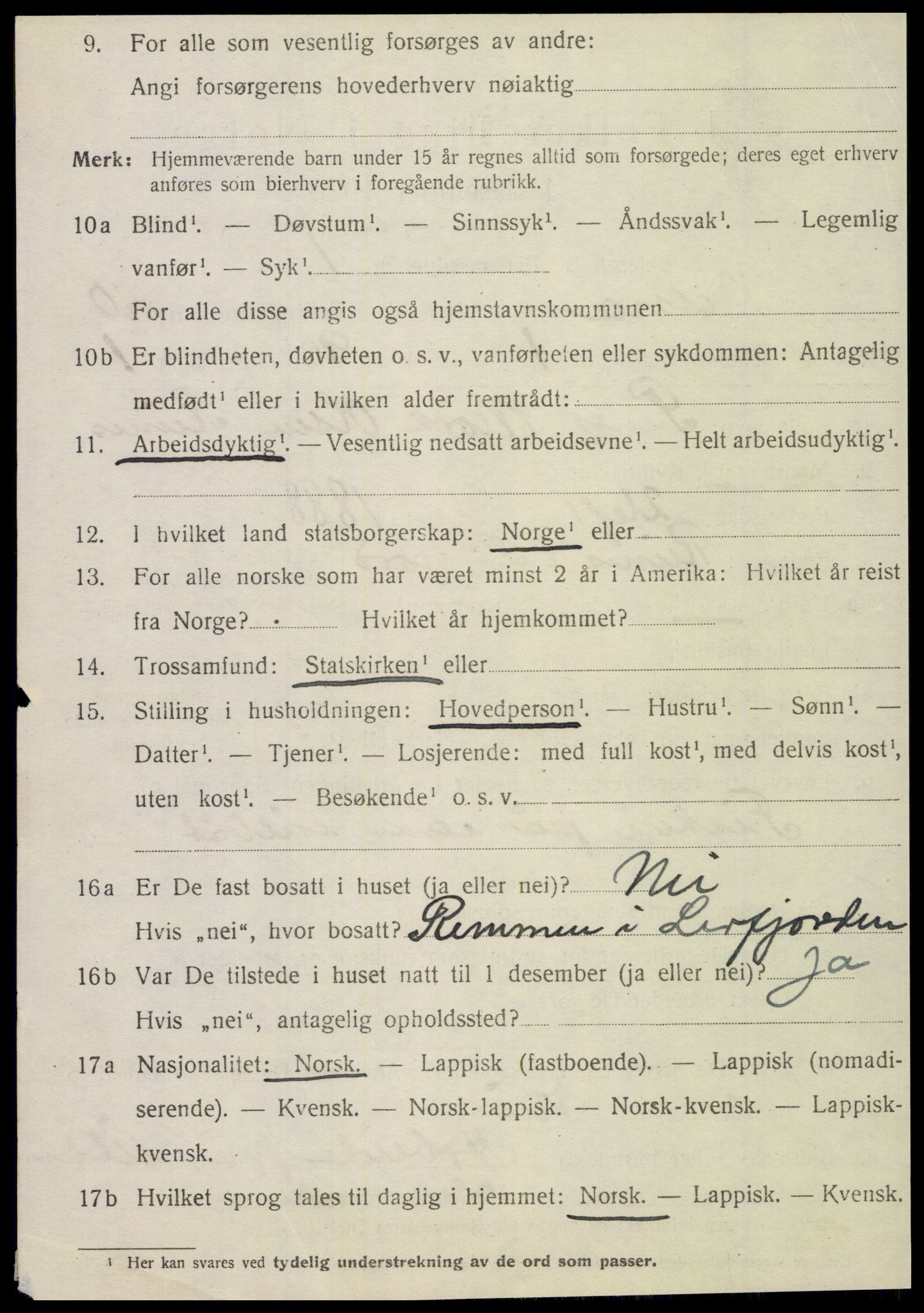 SAT, 1920 census for Nesna, 1920, p. 7942