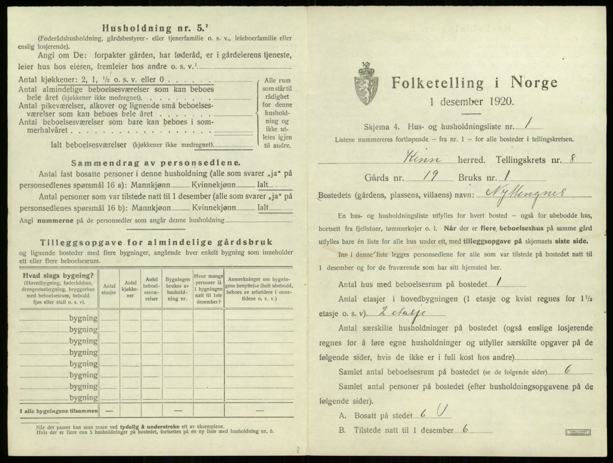 SAB, 1920 census for Kinn, 1920, p. 327