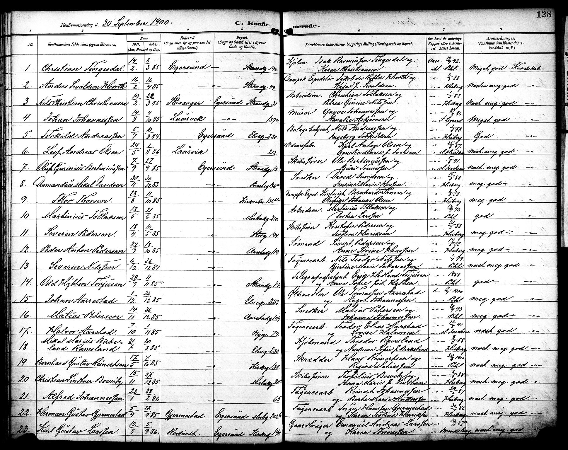 Eigersund sokneprestkontor, AV/SAST-A-101807/S08/L0019: Parish register (official) no. A 18, 1892-1905, p. 128