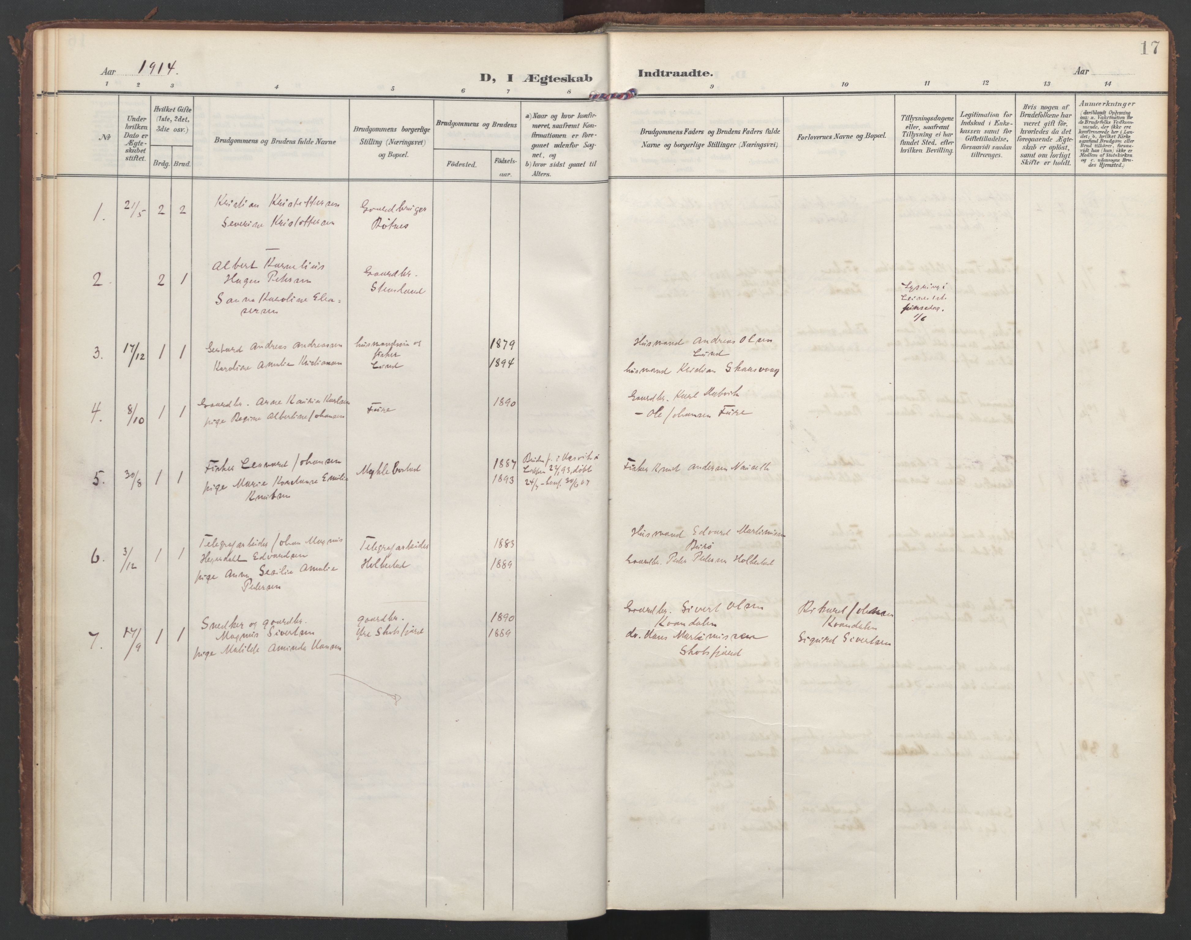 Ministerialprotokoller, klokkerbøker og fødselsregistre - Nordland, SAT/A-1459/855/L0806: Parish register (official) no. 855A14, 1906-1922, p. 17