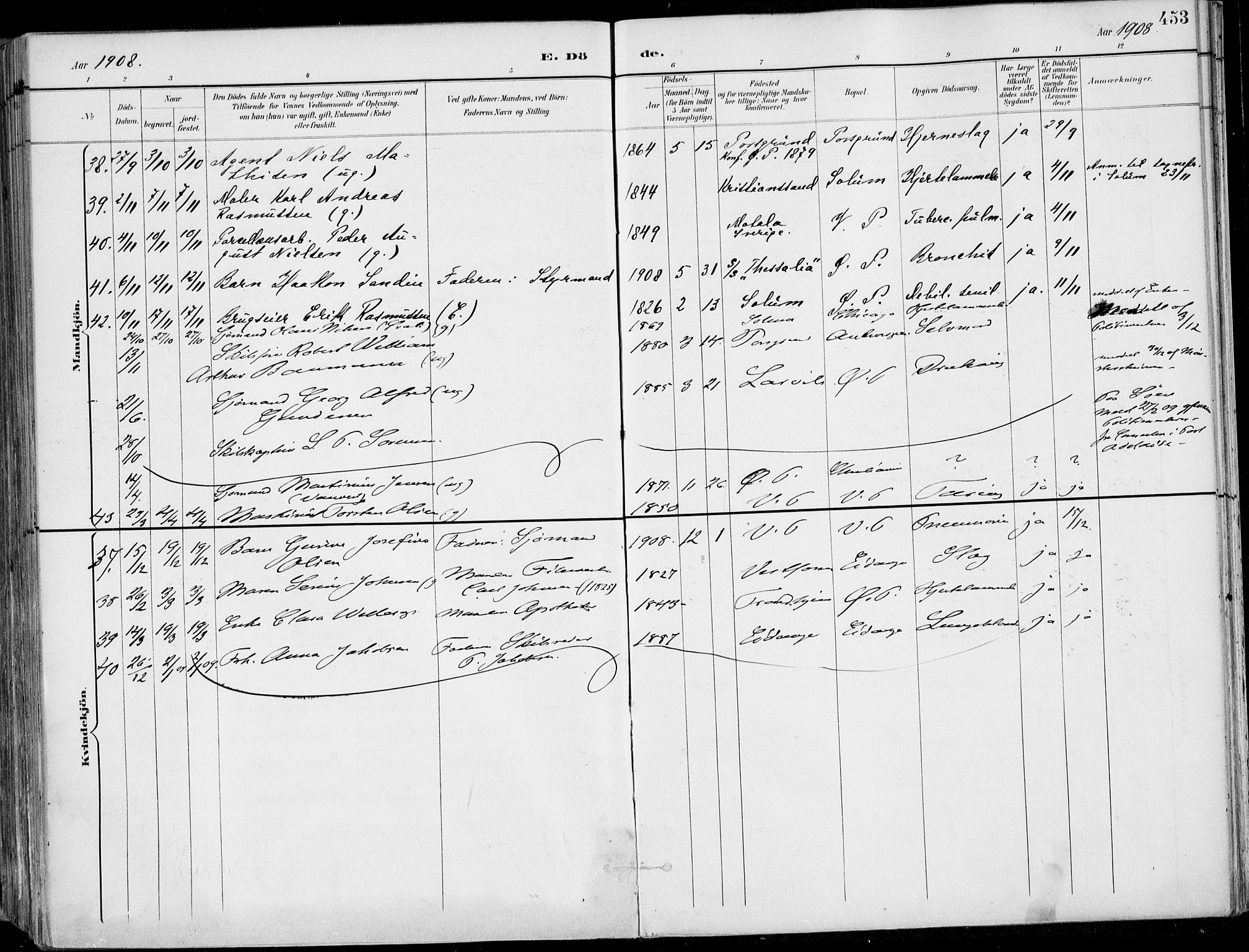 Porsgrunn kirkebøker , SAKO/A-104/F/Fa/L0011: Parish register (official) no. 11, 1895-1919, p. 453