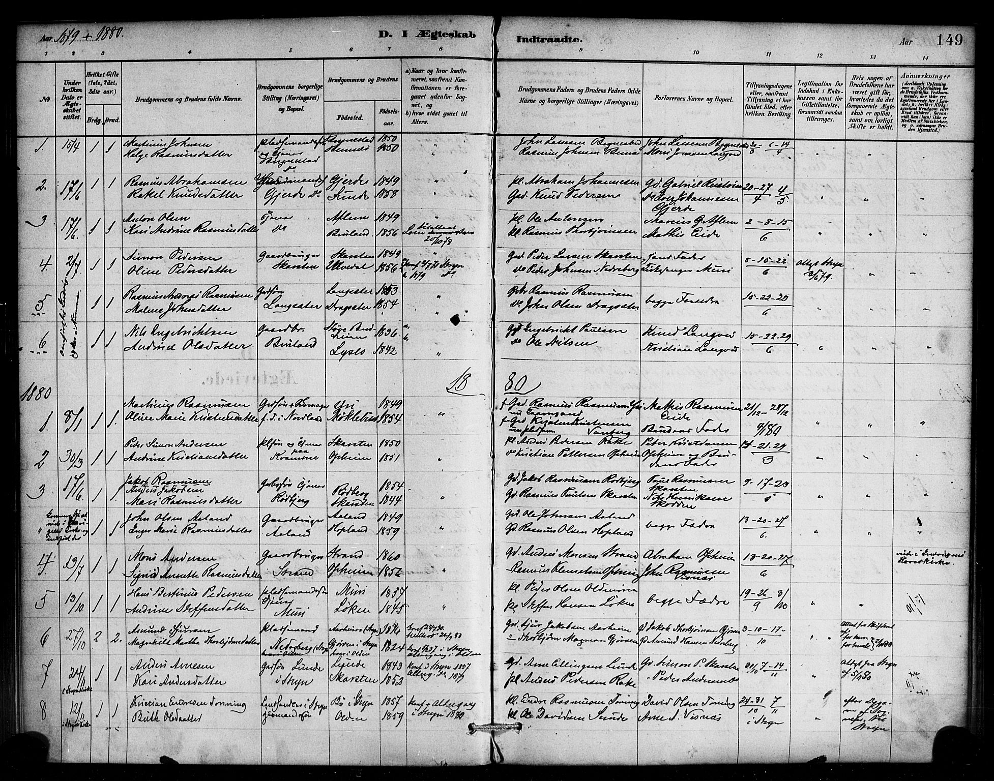 Innvik sokneprestembete, AV/SAB-A-80501: Parish register (official) no. C 1, 1879-1900, p. 149