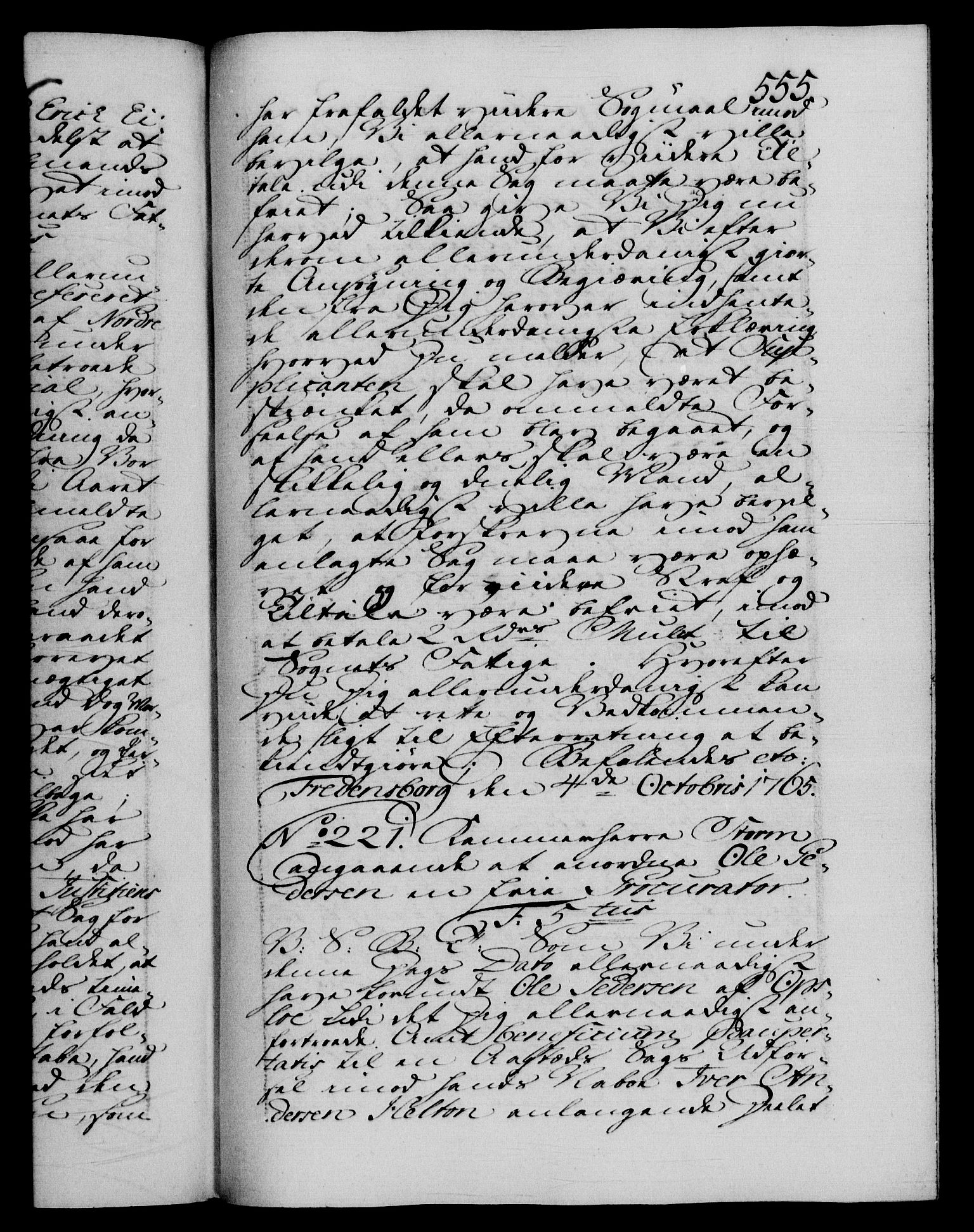 Danske Kanselli 1572-1799, AV/RA-EA-3023/F/Fc/Fca/Fcab/L0037: Norske tegnelser, 1762-1766, p. 555a