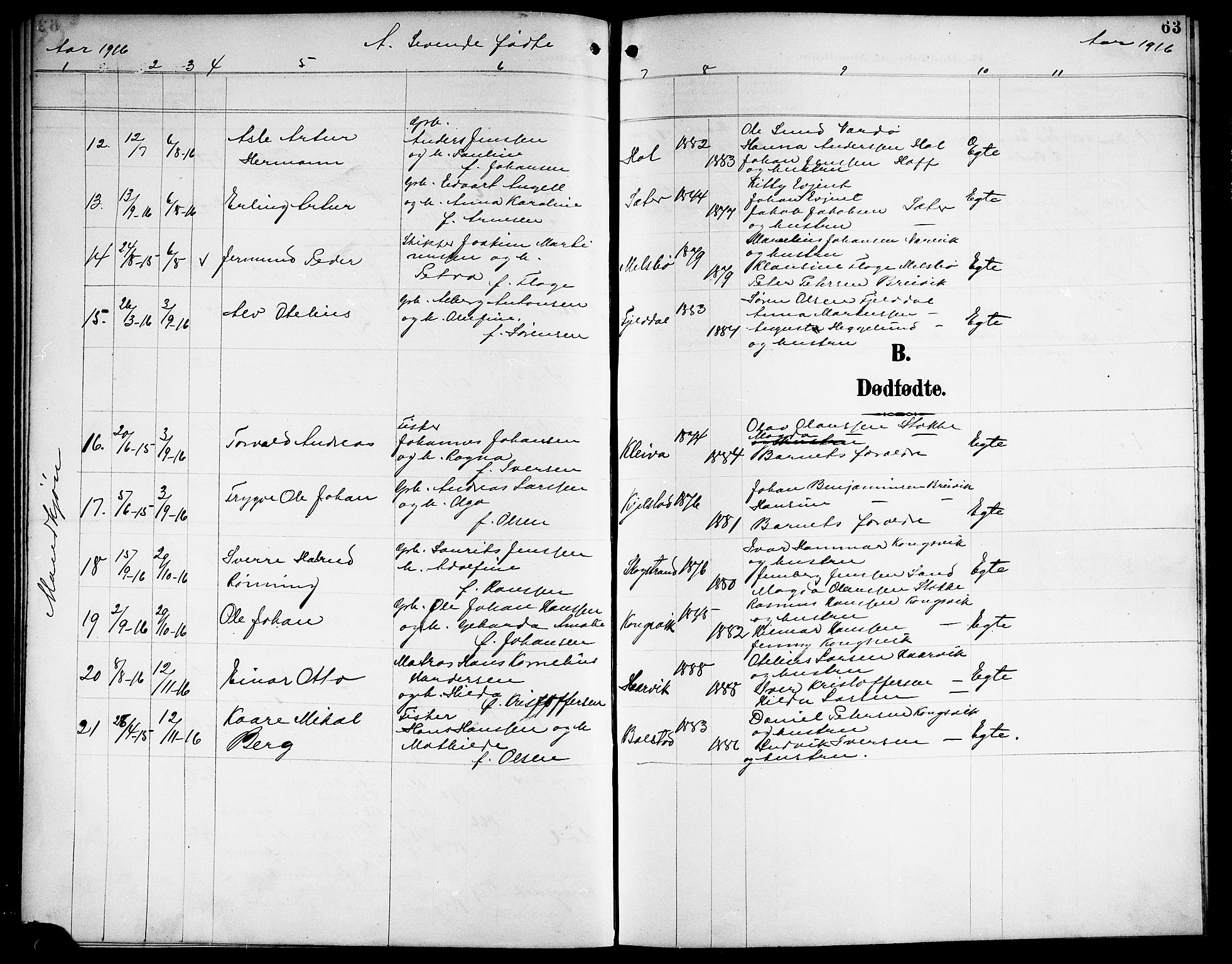 Ministerialprotokoller, klokkerbøker og fødselsregistre - Nordland, SAT/A-1459/865/L0932: Parish register (copy) no. 865C04, 1901-1917, p. 63