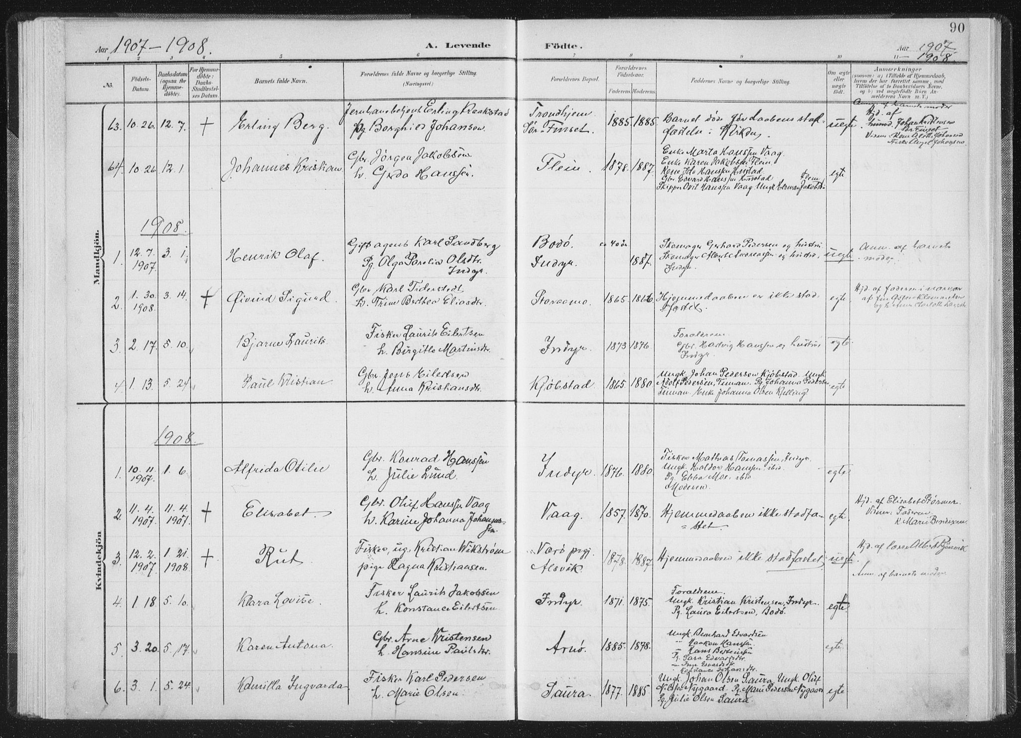 Ministerialprotokoller, klokkerbøker og fødselsregistre - Nordland, AV/SAT-A-1459/805/L0102: Parish register (official) no. 805A08I, 1900-1909, p. 90