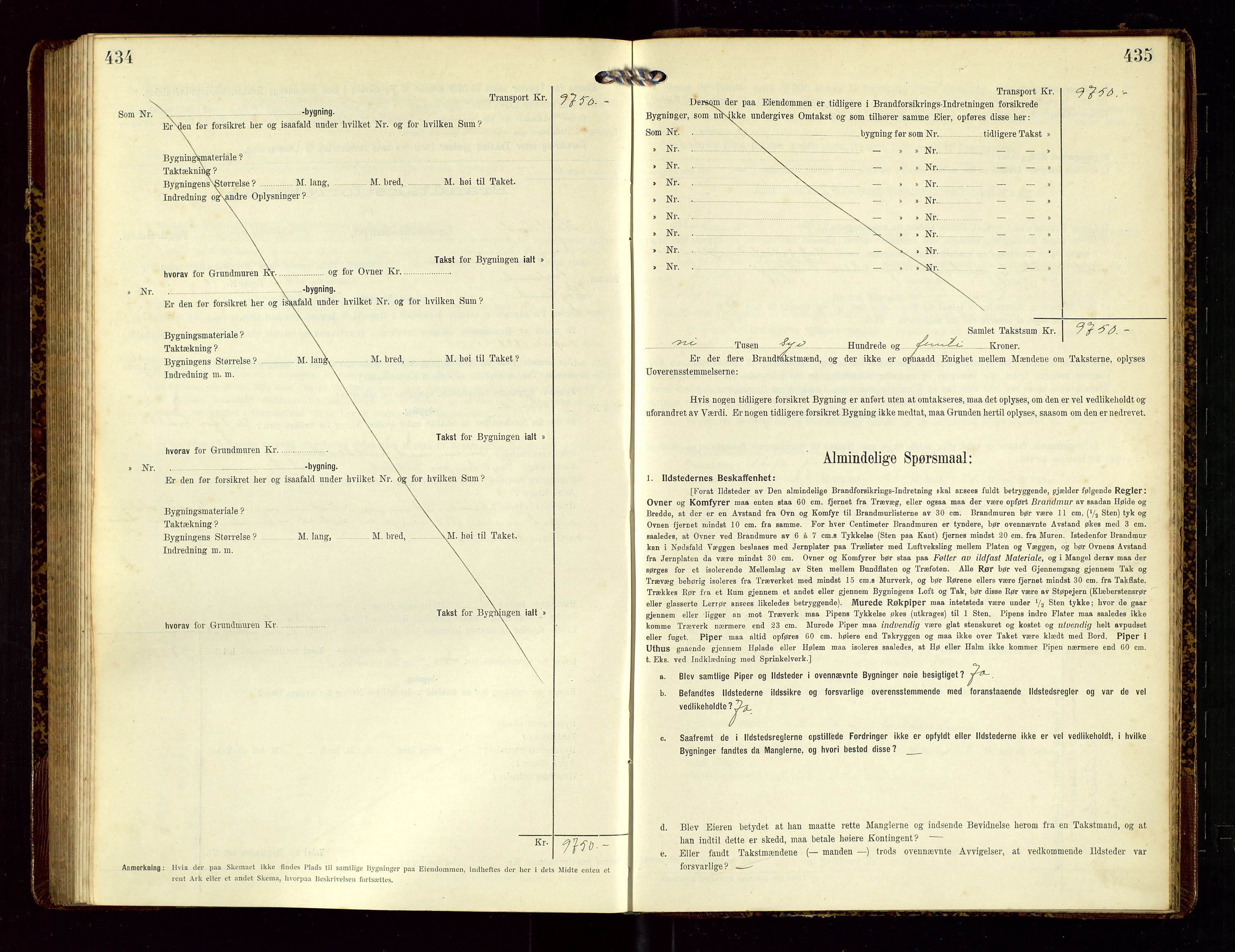 Høyland/Sandnes lensmannskontor, AV/SAST-A-100166/Gob/L0002: "Brandtakstprotokol", 1913-1918, p. 434-435