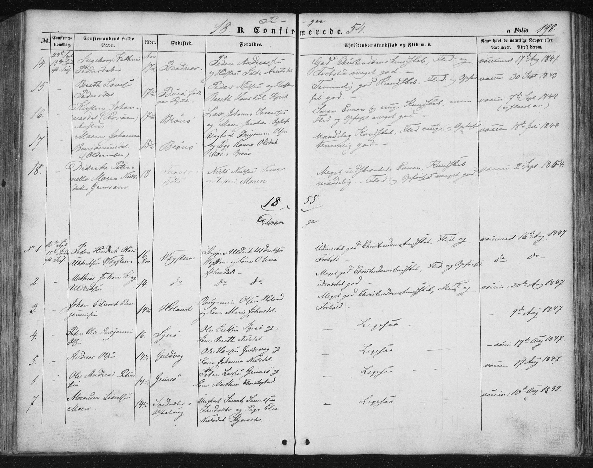 Ministerialprotokoller, klokkerbøker og fødselsregistre - Nordland, AV/SAT-A-1459/816/L0240: Parish register (official) no. 816A06, 1846-1870, p. 198