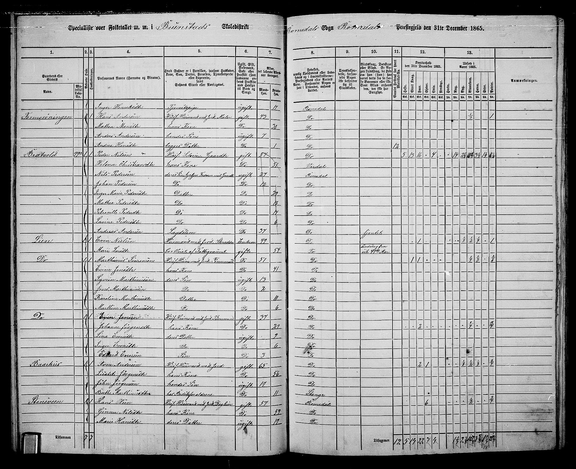 RA, 1865 census for Romedal, 1865, p. 111