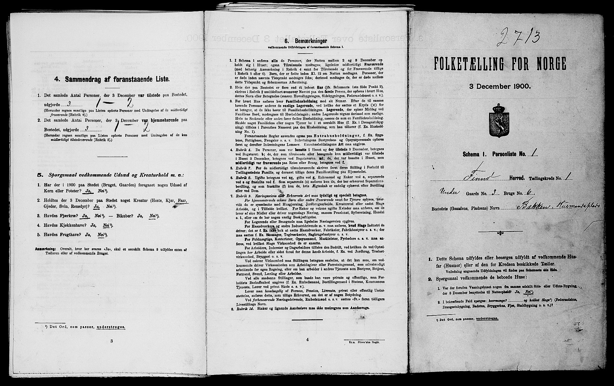 SAST, 1900 census for Finnøy, 1900, p. 61