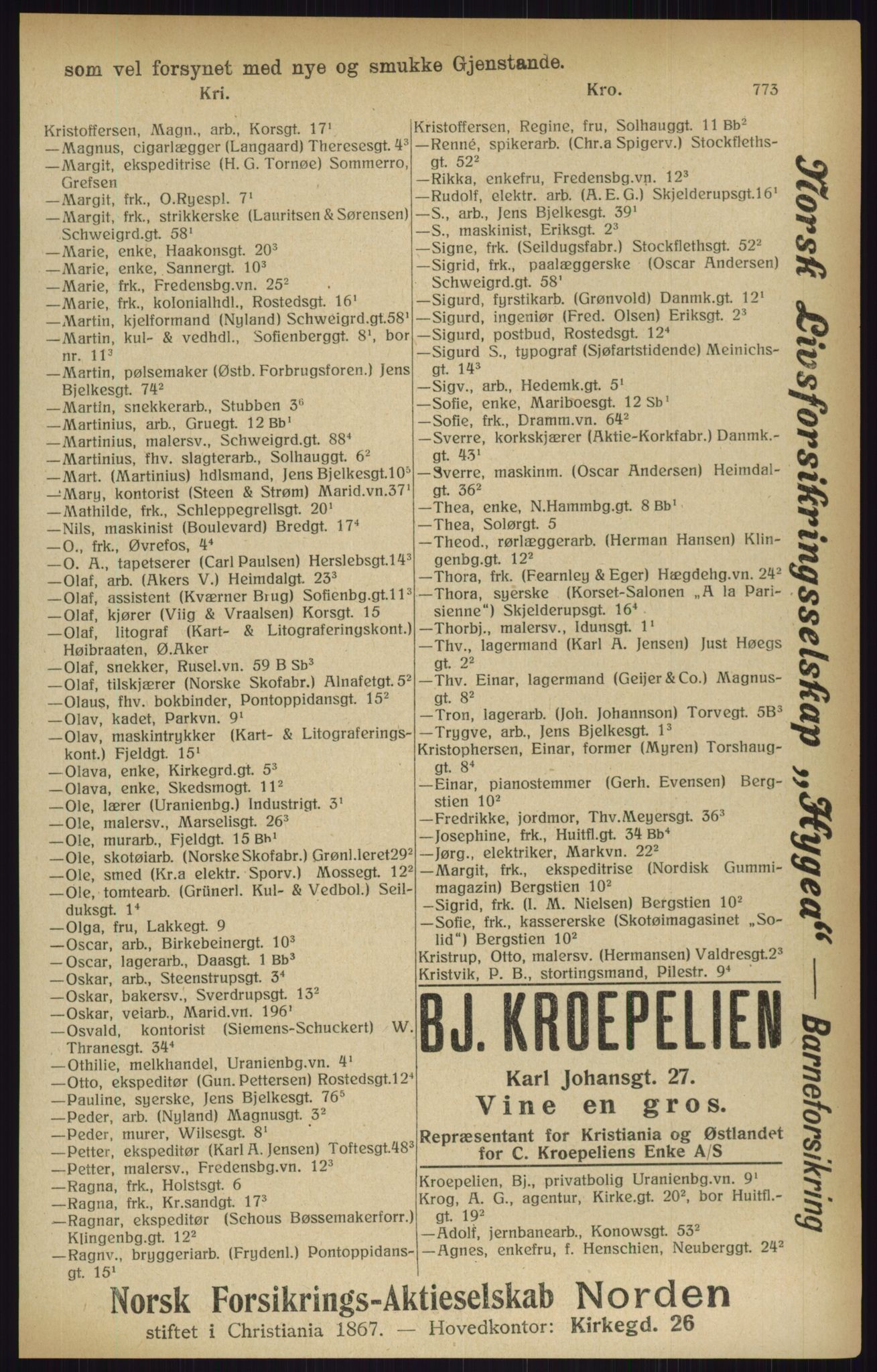 Kristiania/Oslo adressebok, PUBL/-, 1916, p. 773