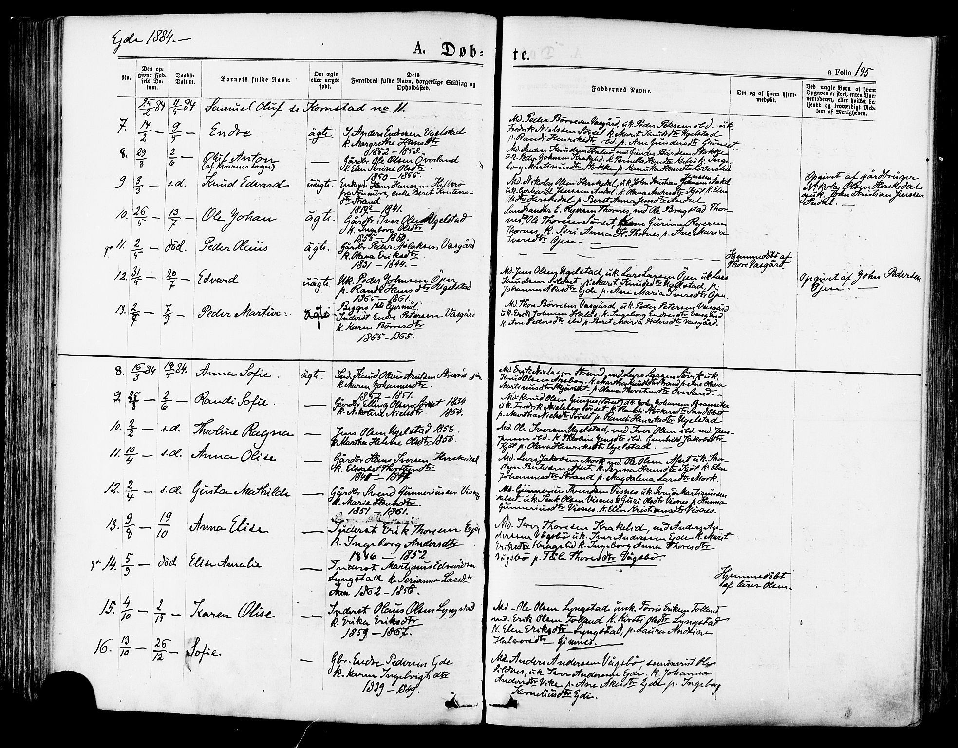 Ministerialprotokoller, klokkerbøker og fødselsregistre - Møre og Romsdal, AV/SAT-A-1454/568/L0806: Parish register (official) no. 568A12 /4, 1878-1884, p. 195