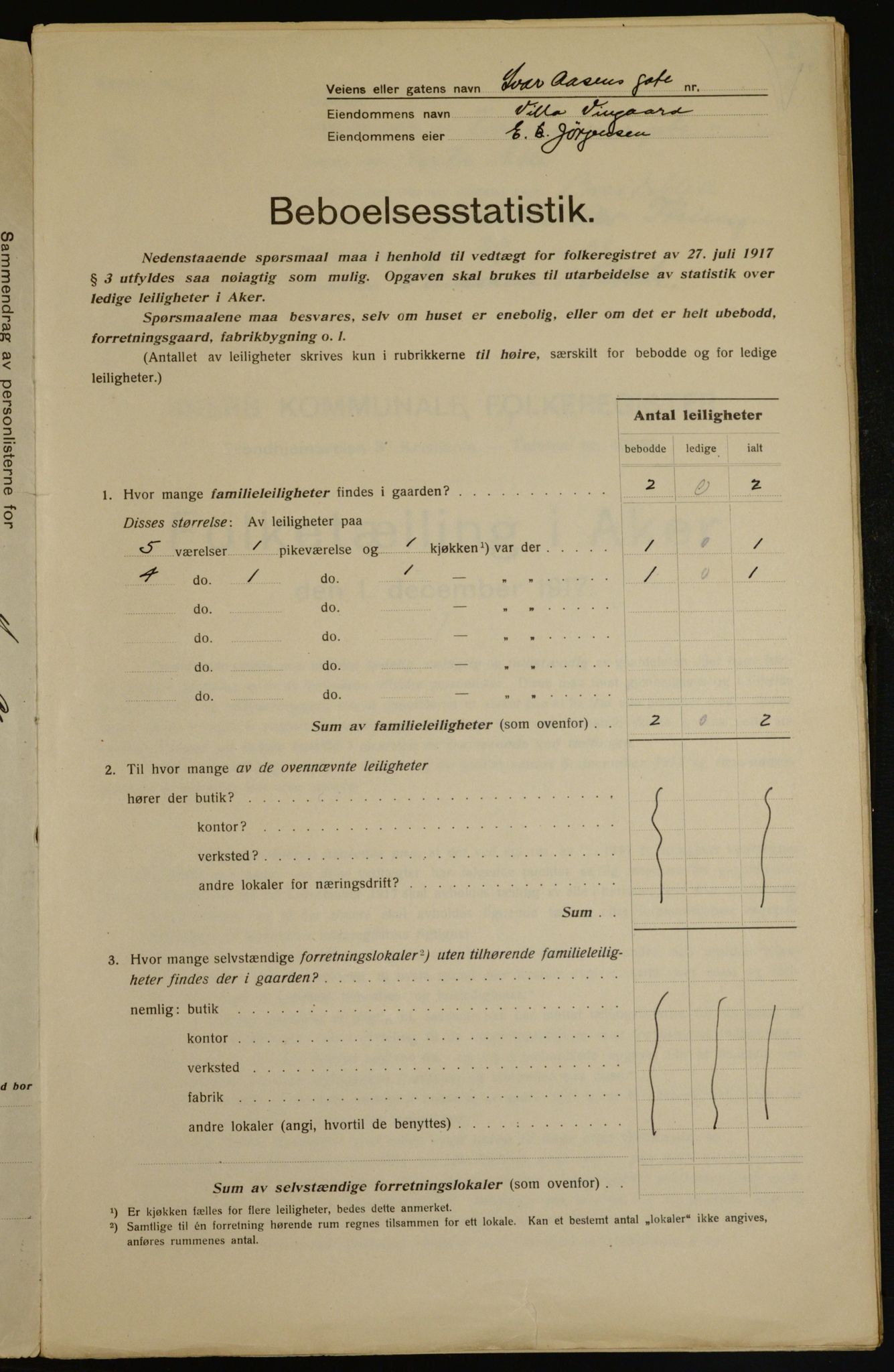 OBA, Municipal Census 1917 for Aker, 1917, p. 6467